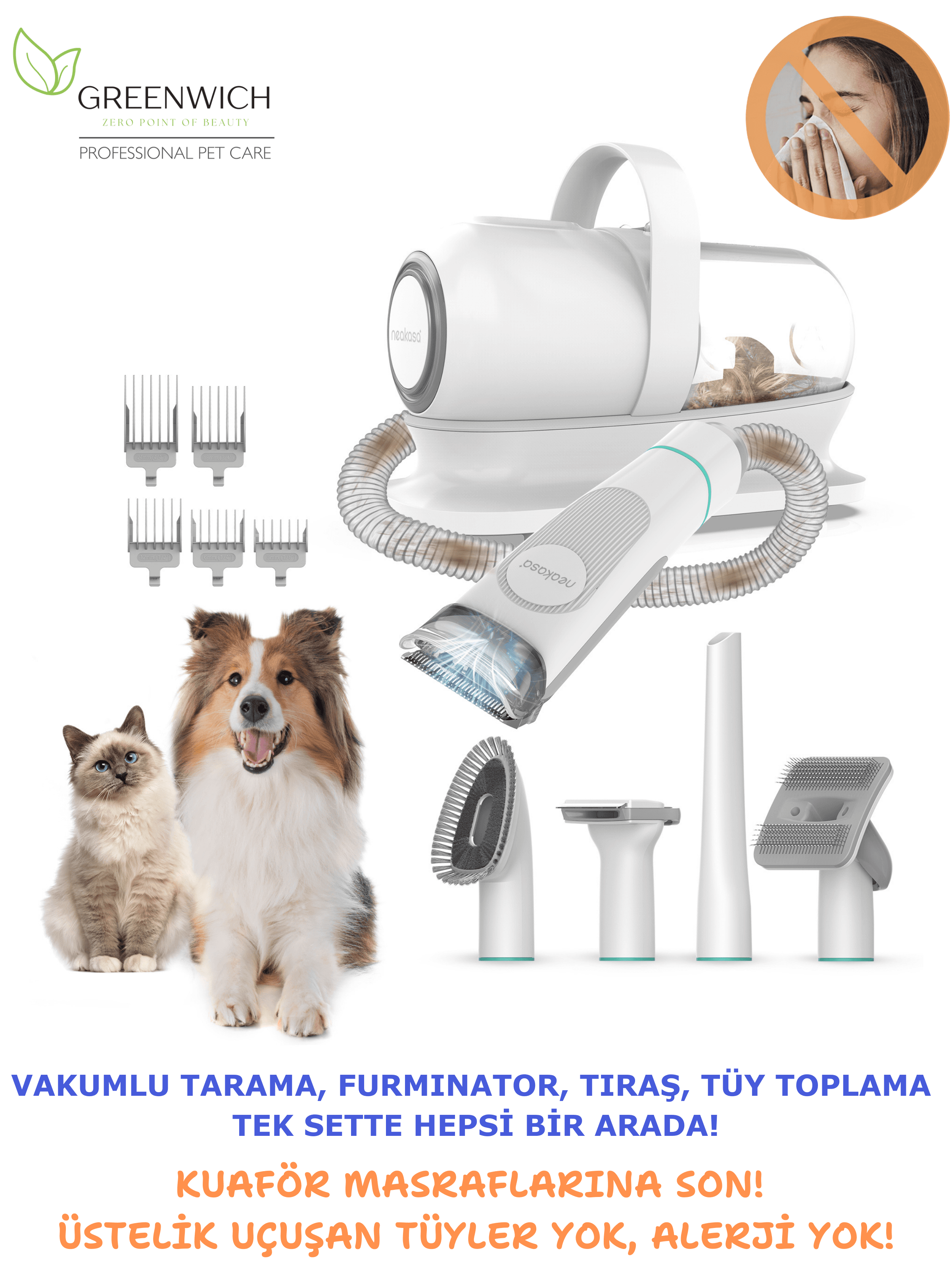 Düşük Desibelli Neakasa P1 Pro Vücut Pati Yüz Göz Kulak Tüy Tıraş Furminator Tarama Kedi Köpek