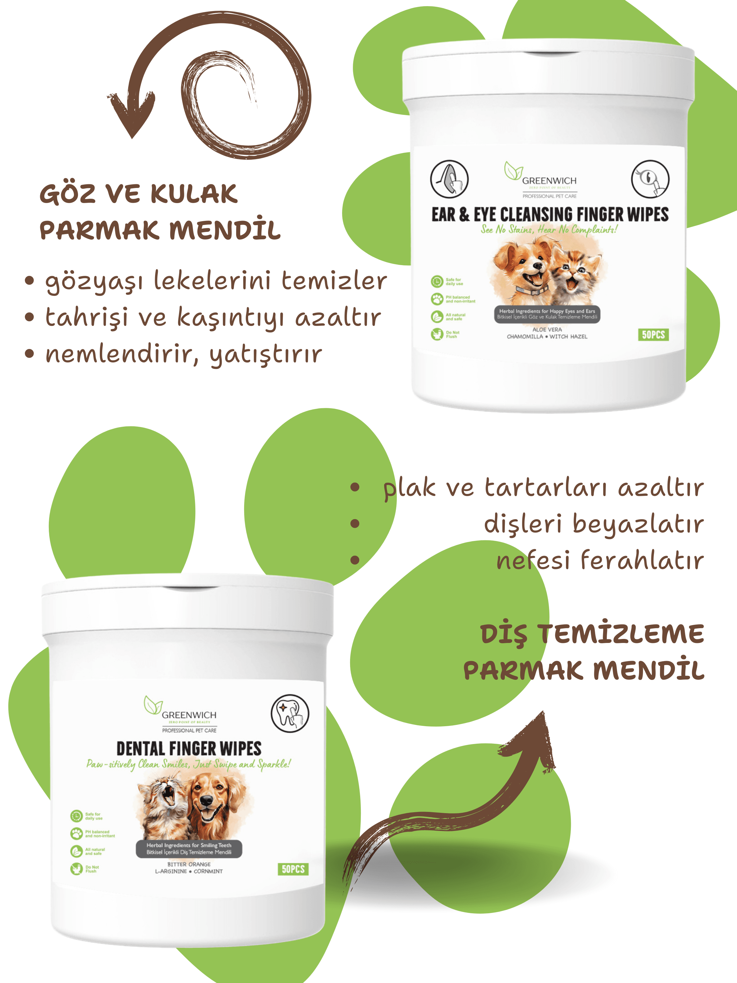 Şampuan Durulamasız Köpük Pati Burun Balm Göz Kulak Diş Mendil Kıtık Açıcı Vegan Organik İçerikli Bitkisel İçerikli