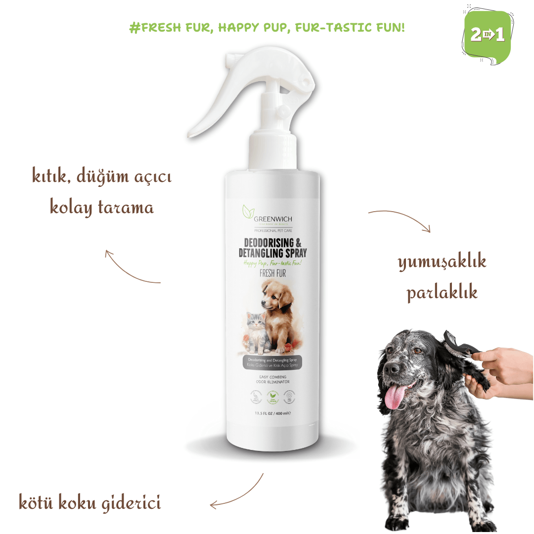 Kıtık Açıcı Koku Giderici Kolay Tarama Spreyi Vegan Kedi Köpek Uzun Kısa Parlak Tüyler 400 Ml*2