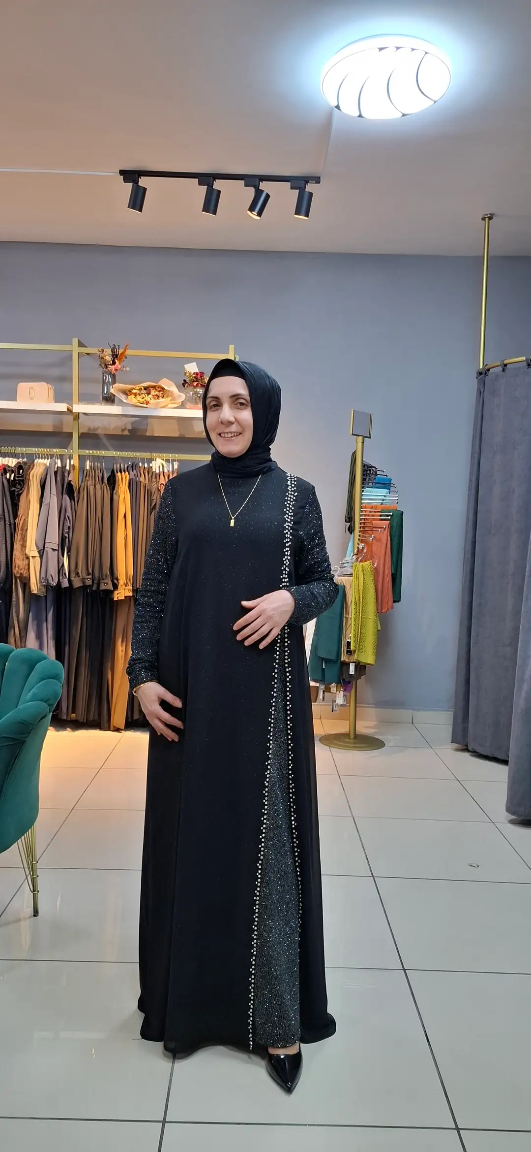 Simli Taş Detaylı Abiye Elbise Siyah | 38-54 Beden | 851 Model · 4