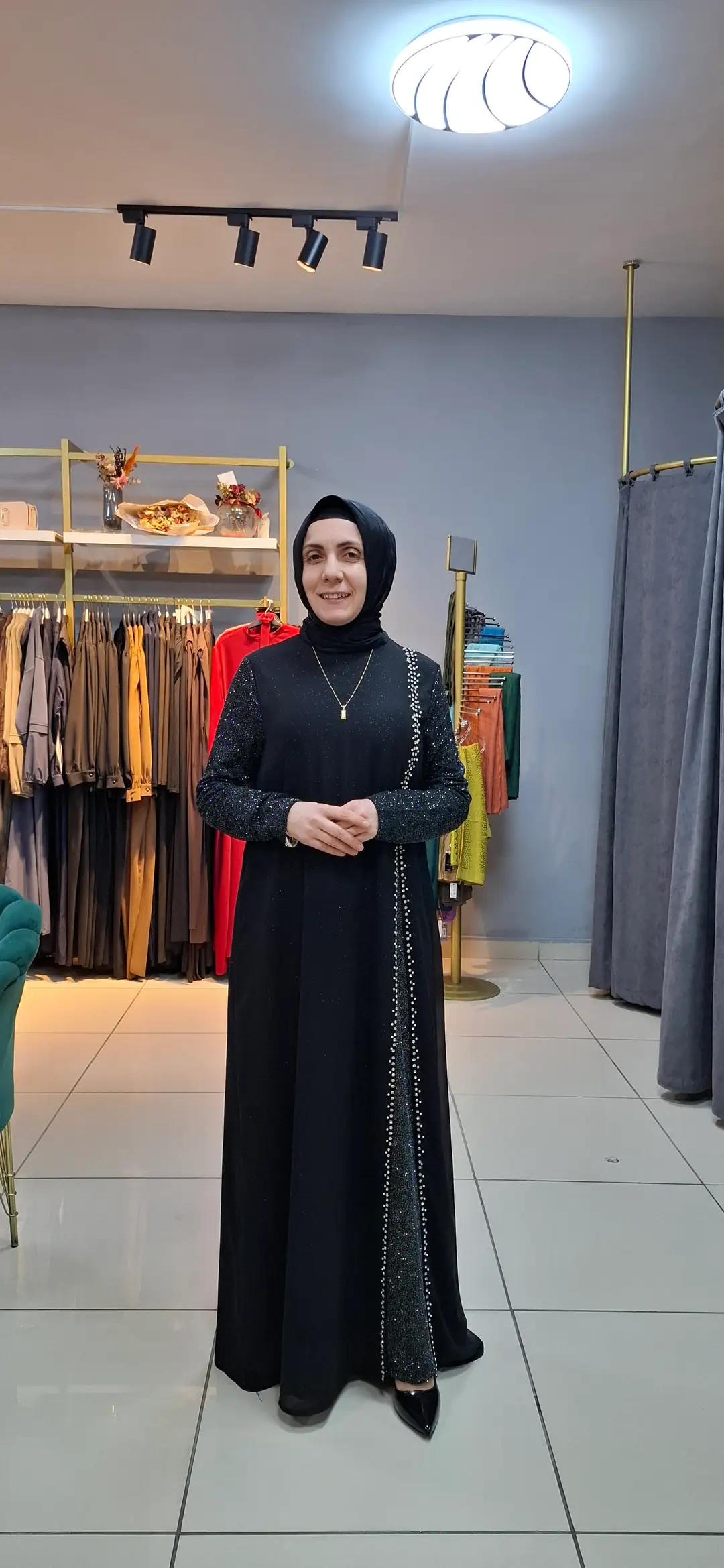 Simli Taş Detaylı Abiye Elbise Siyah | 38-54 Beden | 851 Model · 3