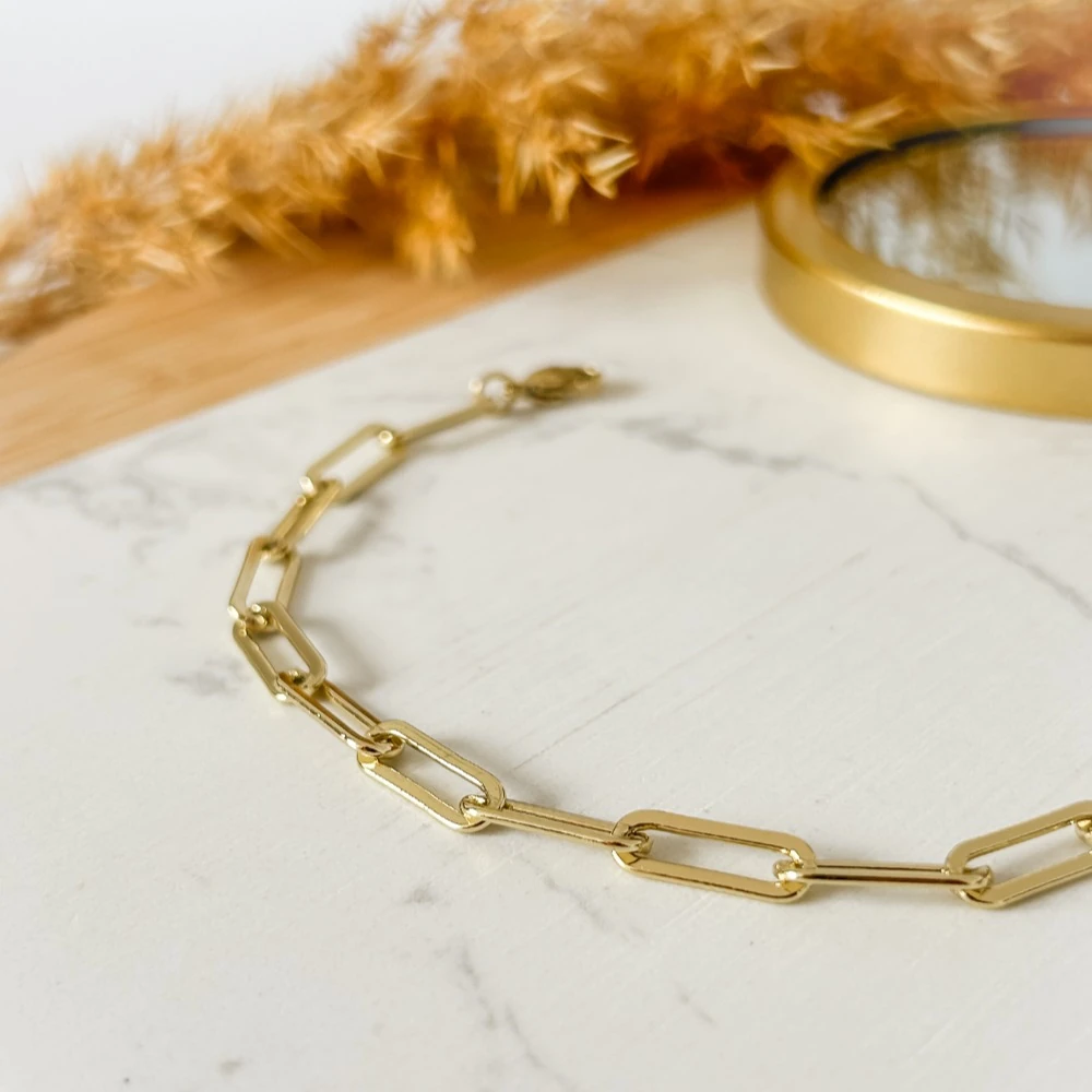 Altın Renkli Paperclip Bileklik
