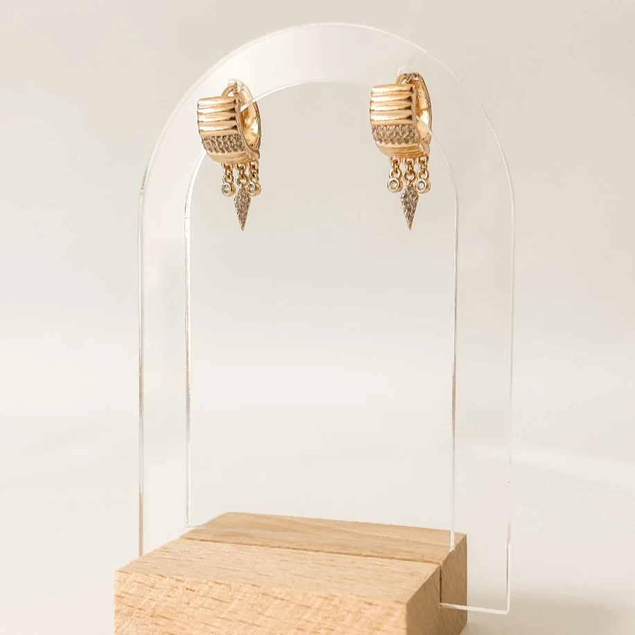 Zirkon Taşlı Sarkan Halka Küpe