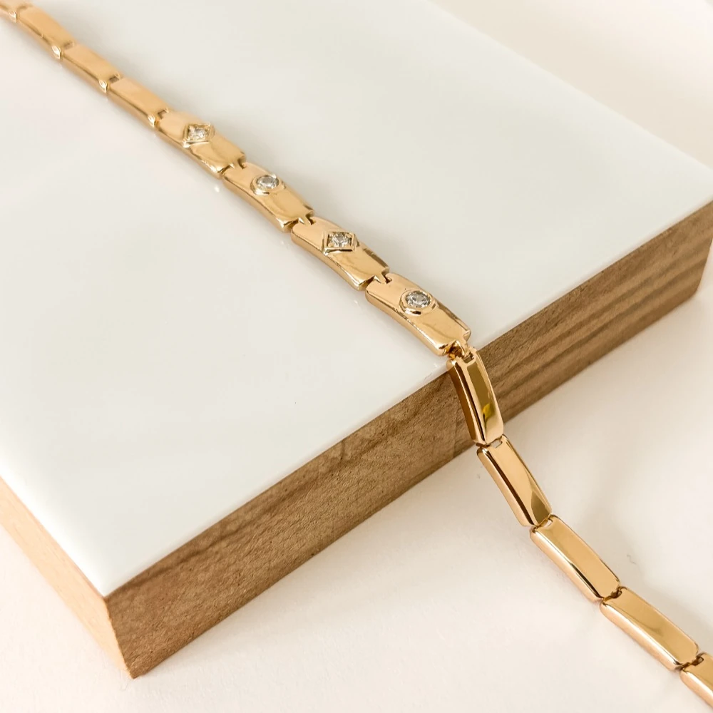 Zirkon Taşlı Blok Bileklik