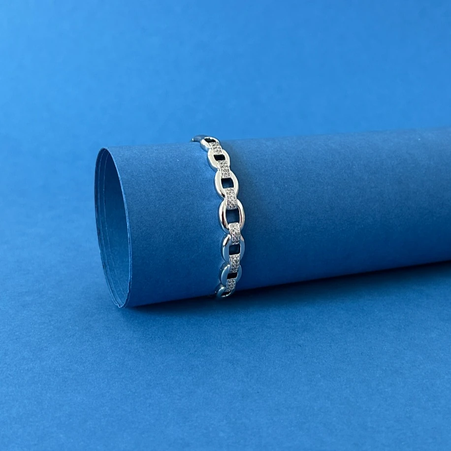 Zirkon Taşlı Gümüş Kelepçe Bileklik