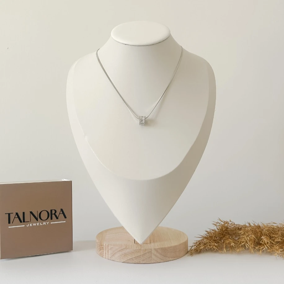 Zirkon Taşlı Halka Uçlu İtalyan Çelik Kolye