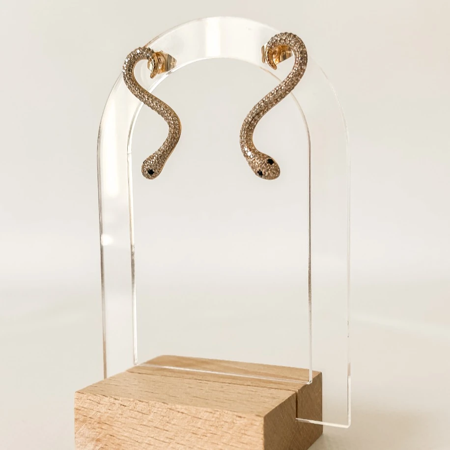 Renkli Zirkon Yılan Figürlü Küpe