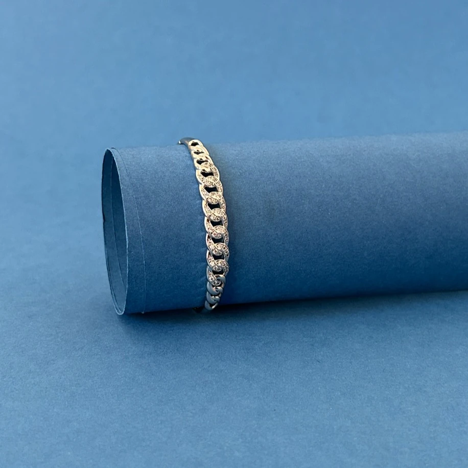 Zirkon Taşlı Gümüş Kelepçe Bileklik