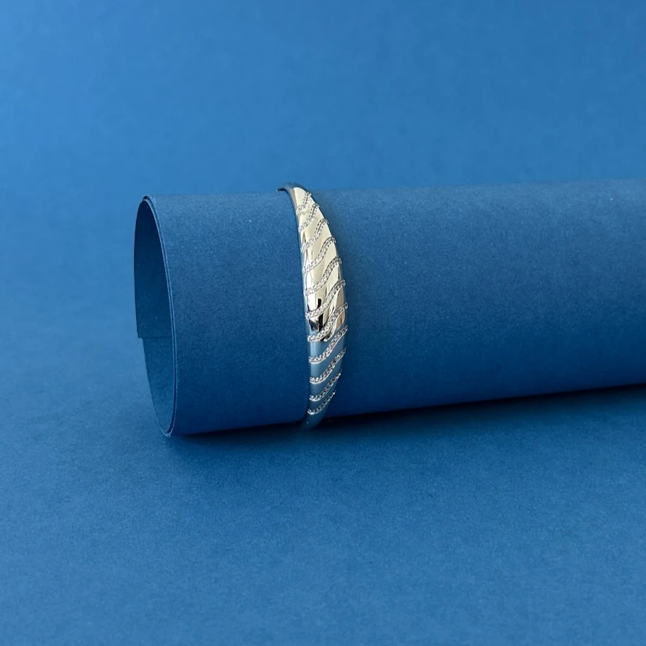 Zirkon Taşlı Gümüş Kelepçe Bileklik