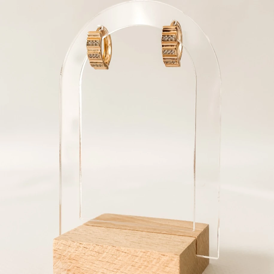 Zirkon Taşlı Şeritli Halka Küpe