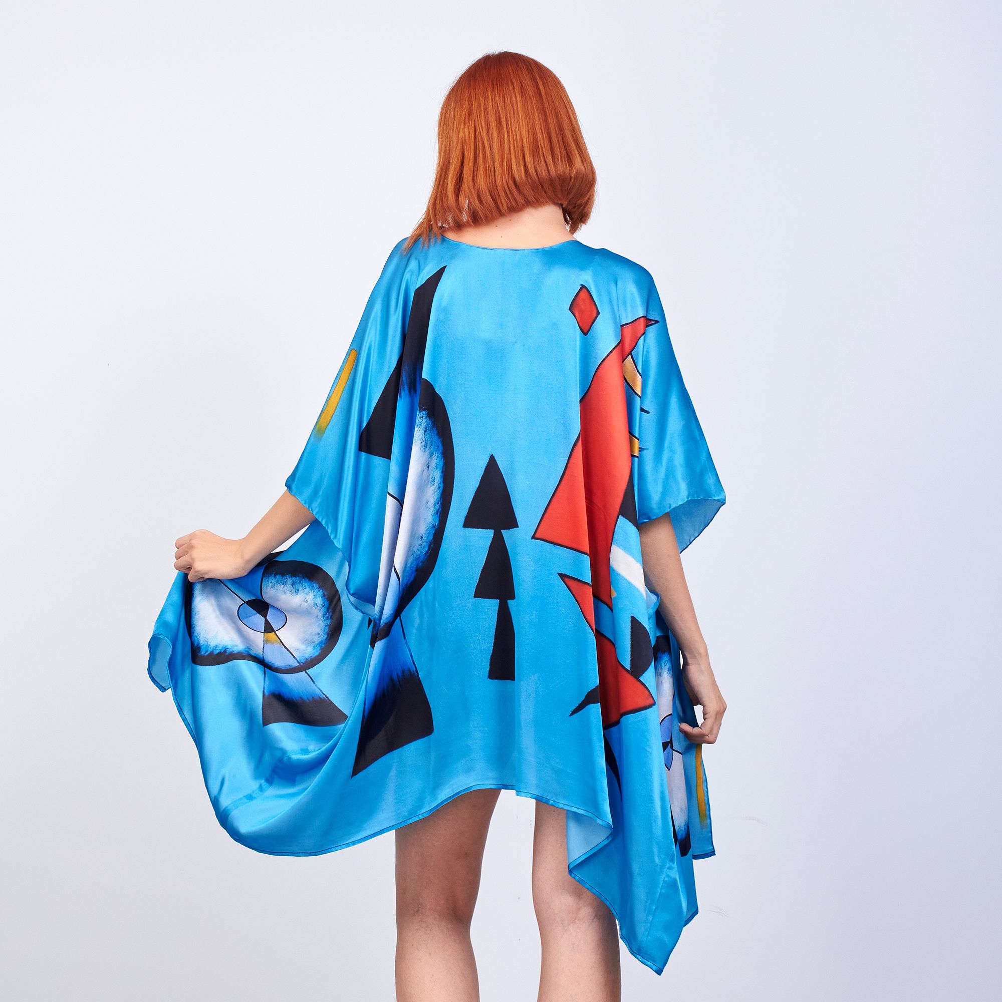 100% Silk Short Kimono Pareo | Kandinsky Collage | Nomads Felt