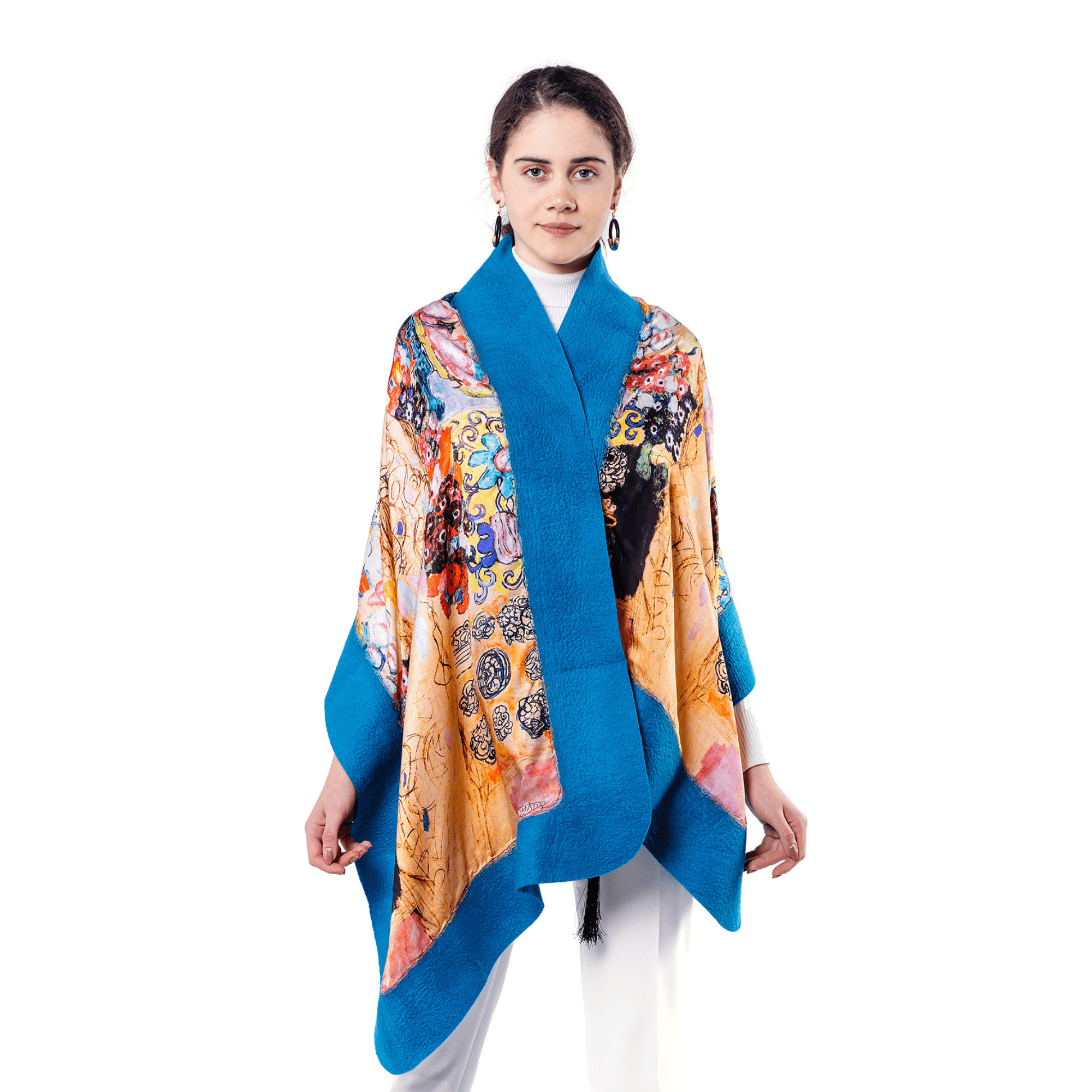 Pure Silk-Felt Shawl | Blue | Gustav Klimt Maria Munk