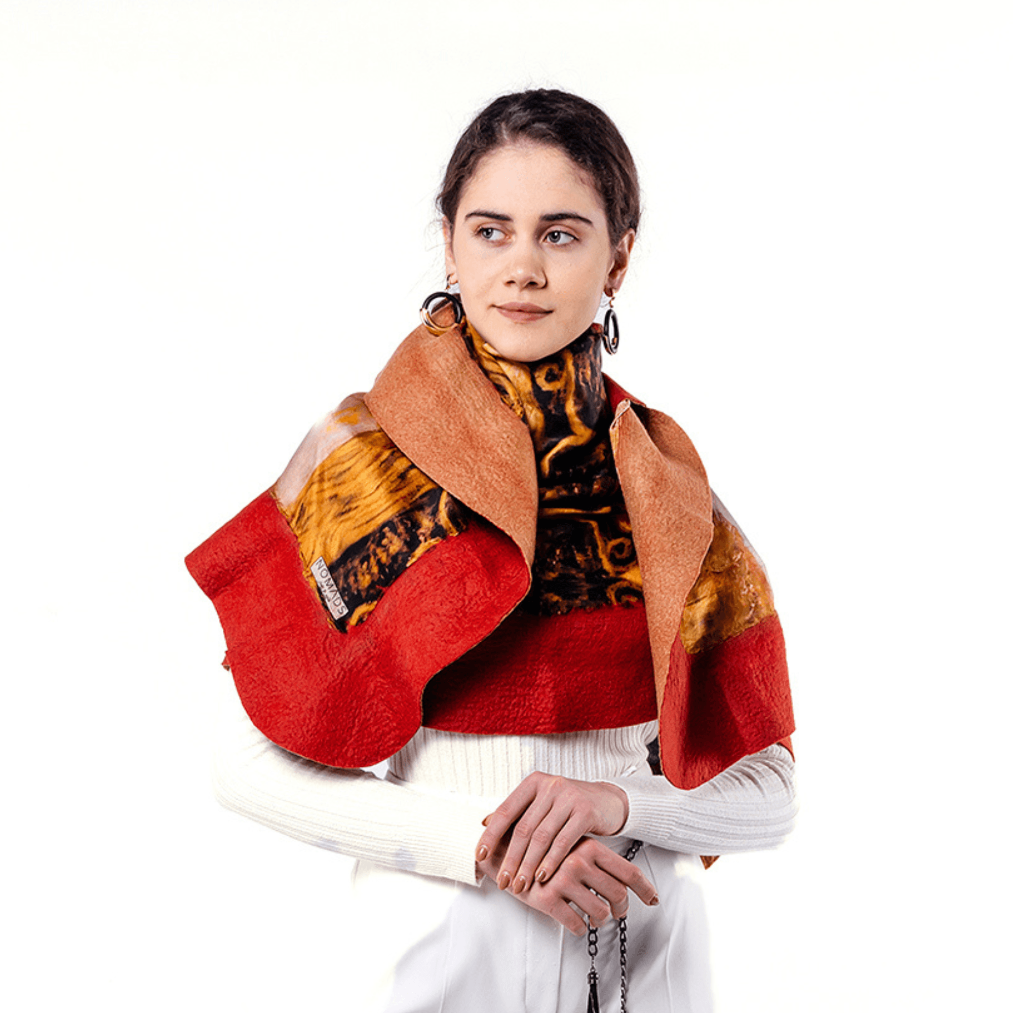 %100 Silk-Felt Shawl | Red | Gustav Klimt Freya's Tears