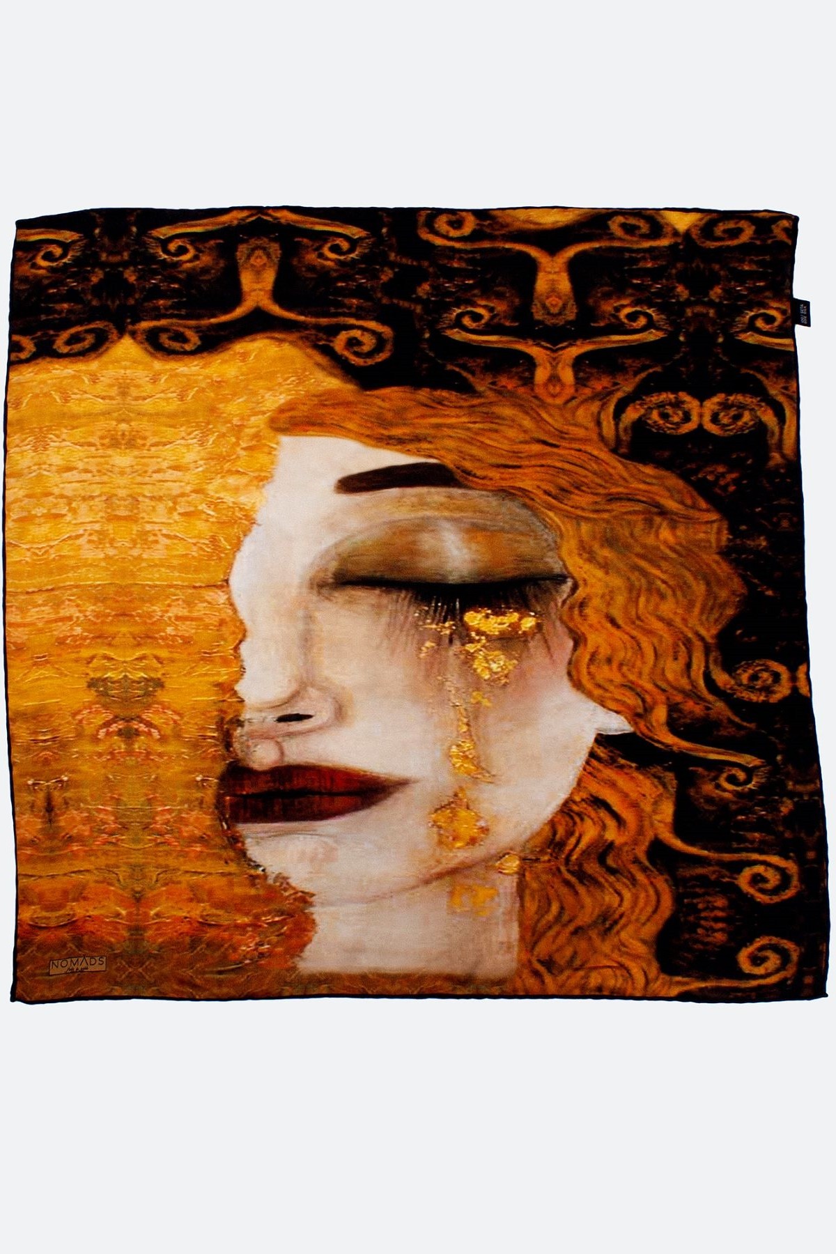 %100 İpek Fular Gustav Klimt Freya's Tears 55x55 cm