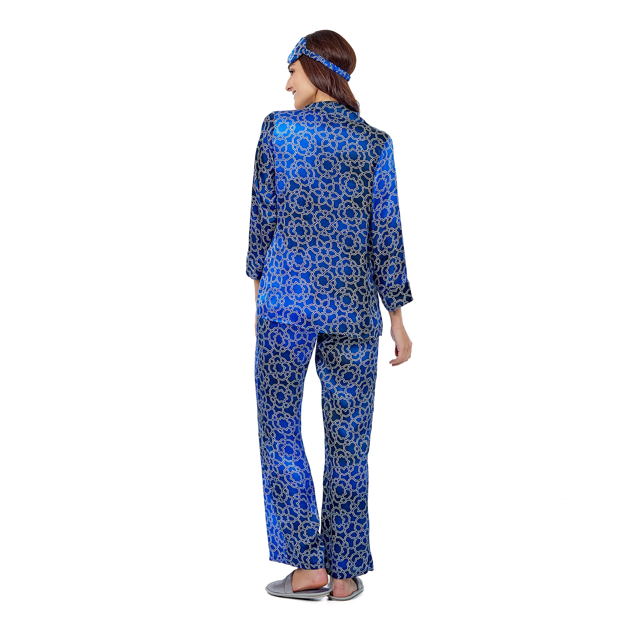 %100 Silk Shirt&Pants | Pajama Set | Dark Blue