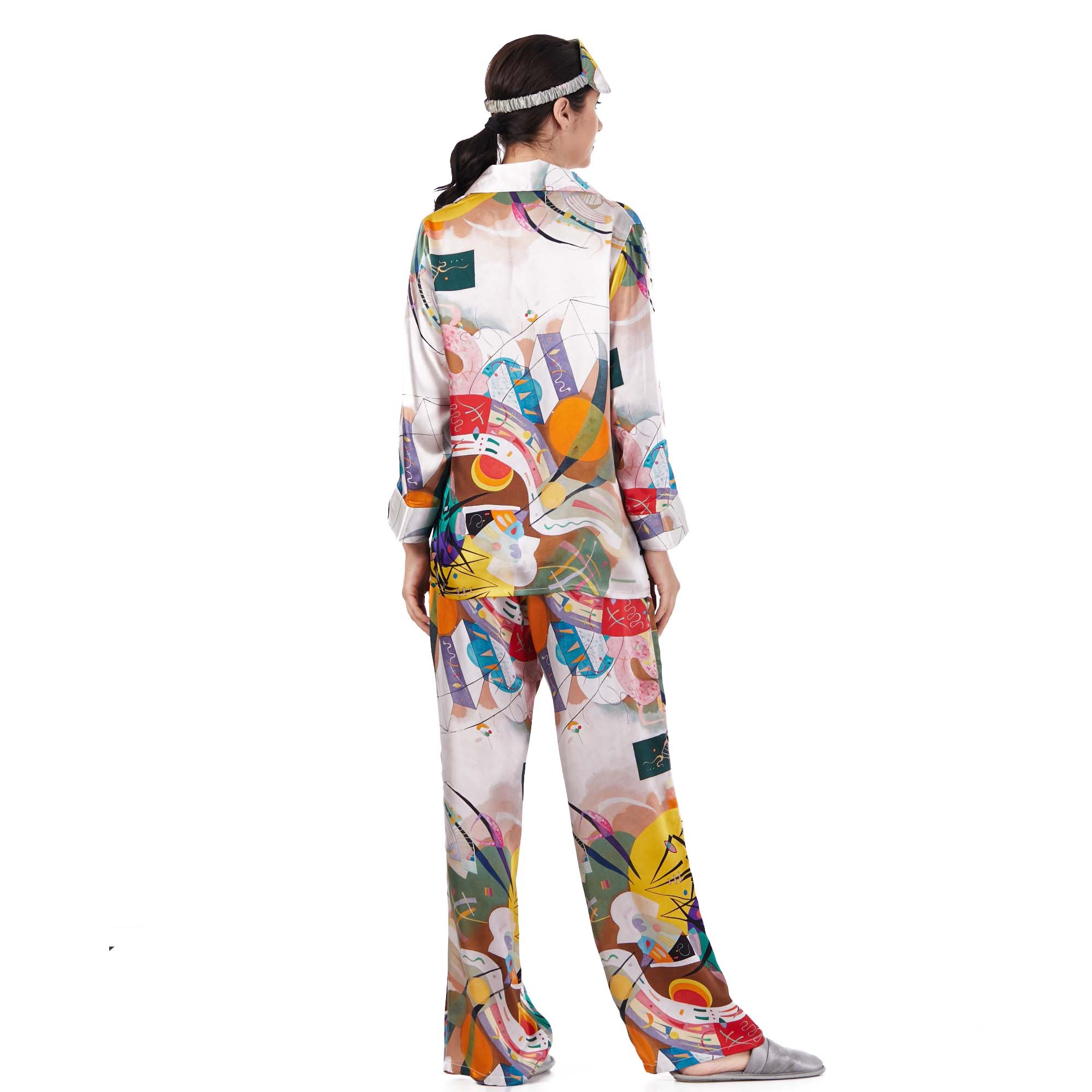 %100 Silk Shirt&Pants - Pajamas Set | Kandinsky Dominant Curve