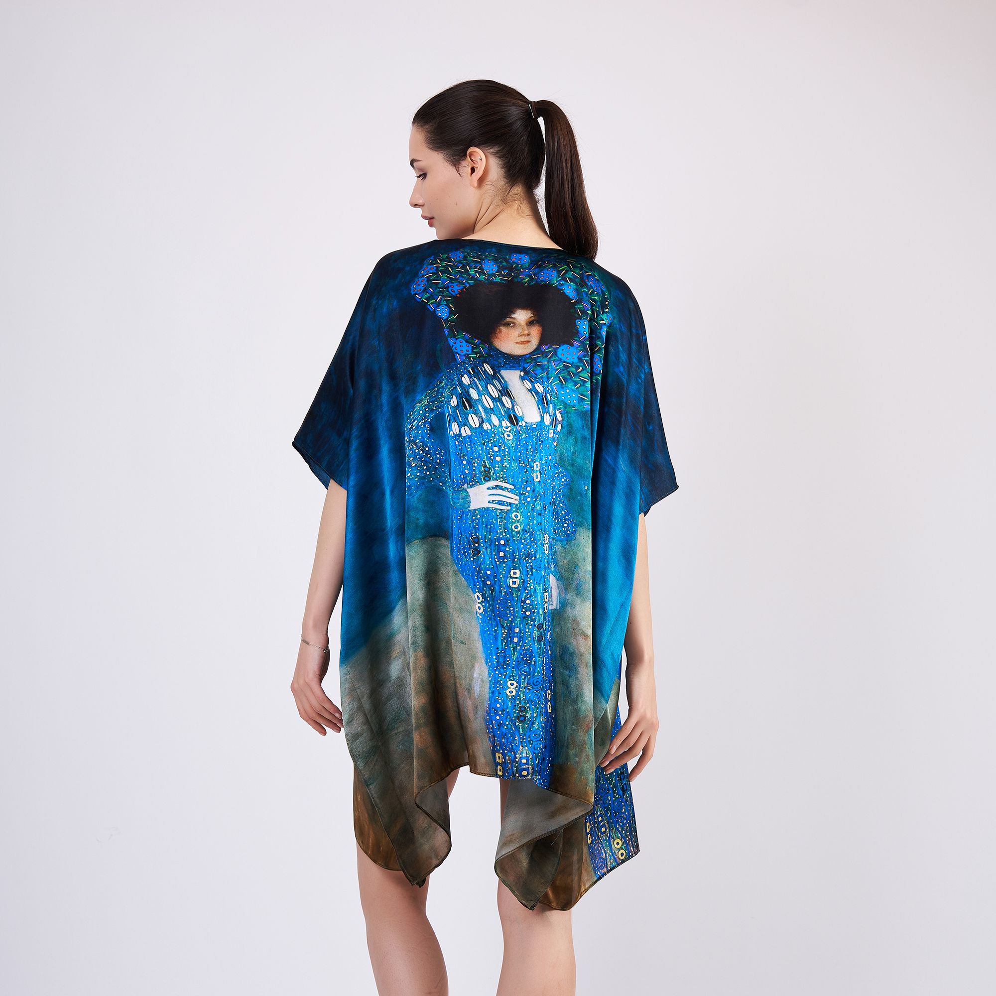 Pure Silk Short Kimono Kaftan | Gustav Klimt Emilie Floge