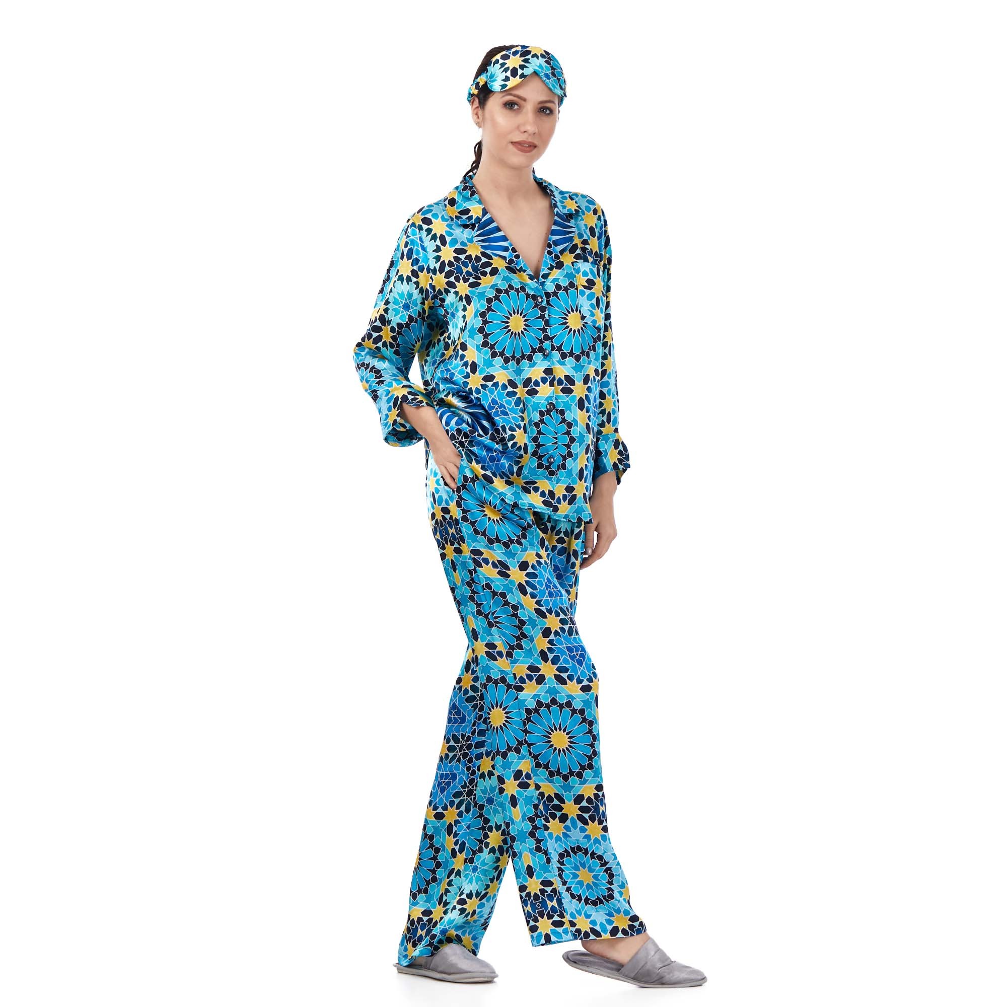 %100 Silk Shirt&Pants | Pajama Set | Multicolor
