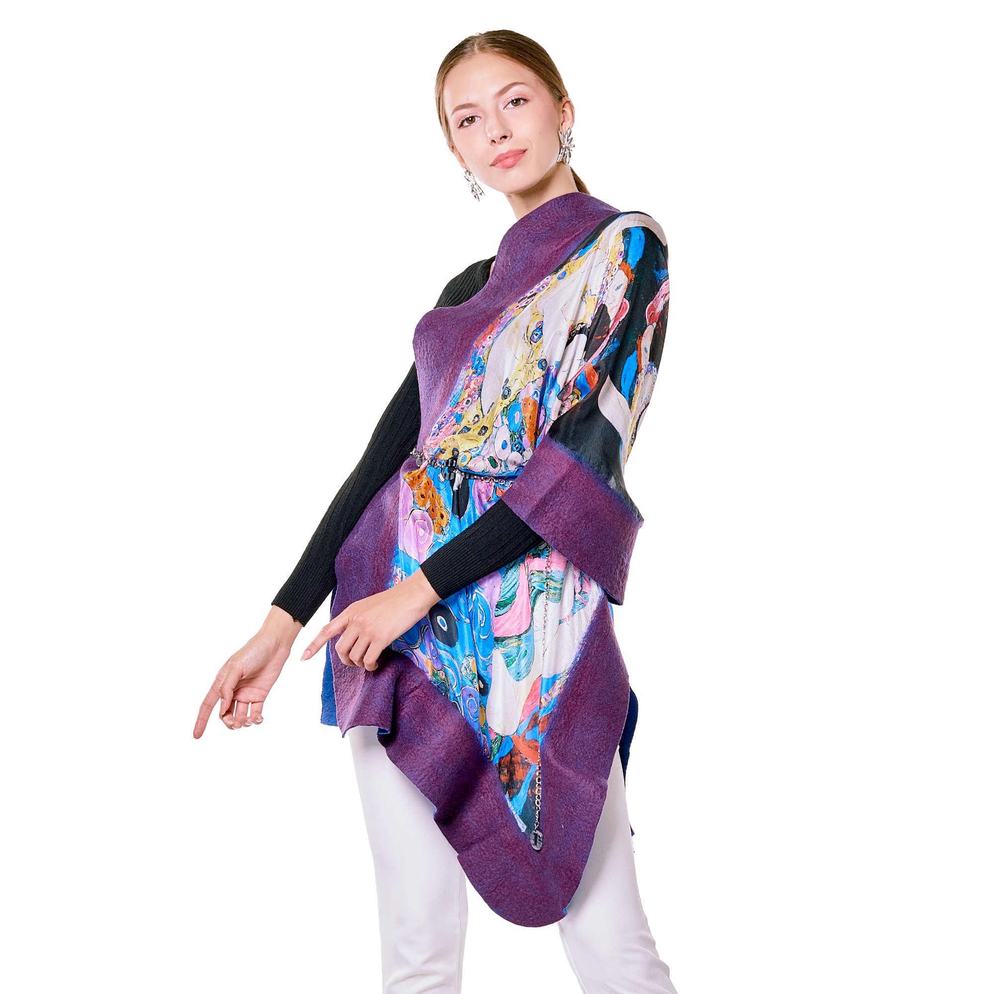 Silk-Felt Shawl | Purple | Gustav Klimt The Virgins