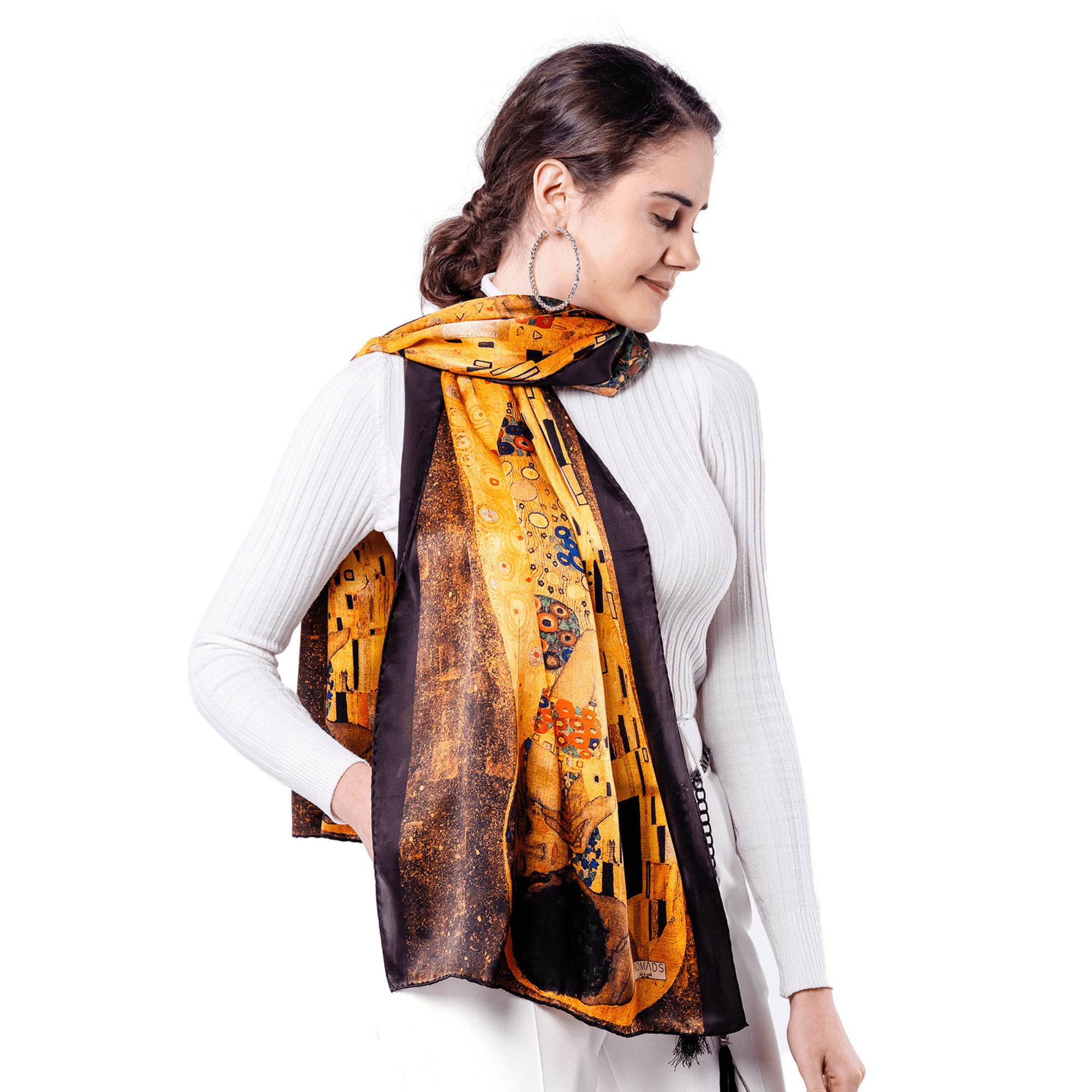 %100 İpek Fular | Gustav Klimt The Kiss 55x180 cm | Nomads Felt