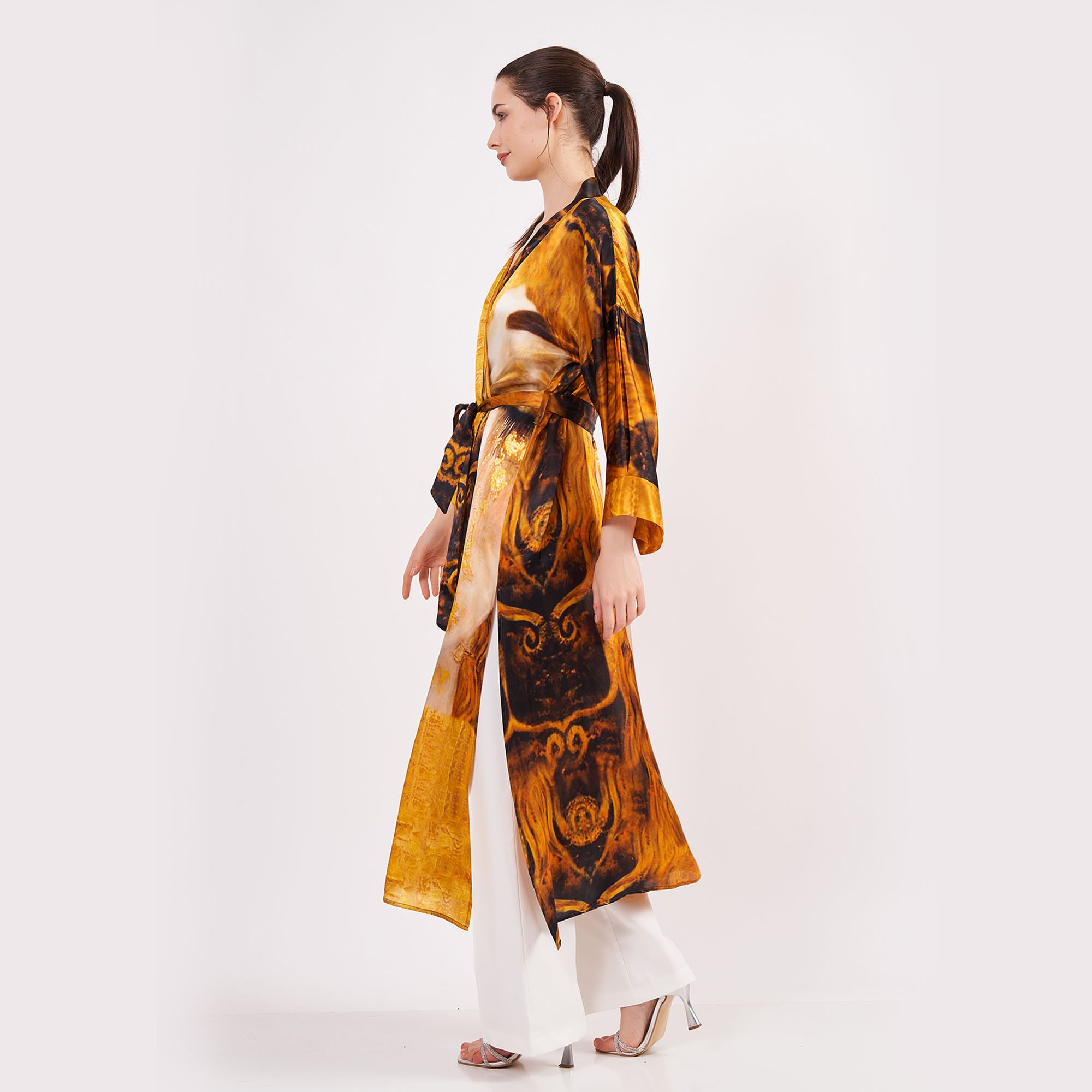 Pure Silk Maxi Kimono Kaftan | Freya's Tears | Oversized Long Kimono Robe | Beachwear for Women | Plus Size Luxury Kaftan