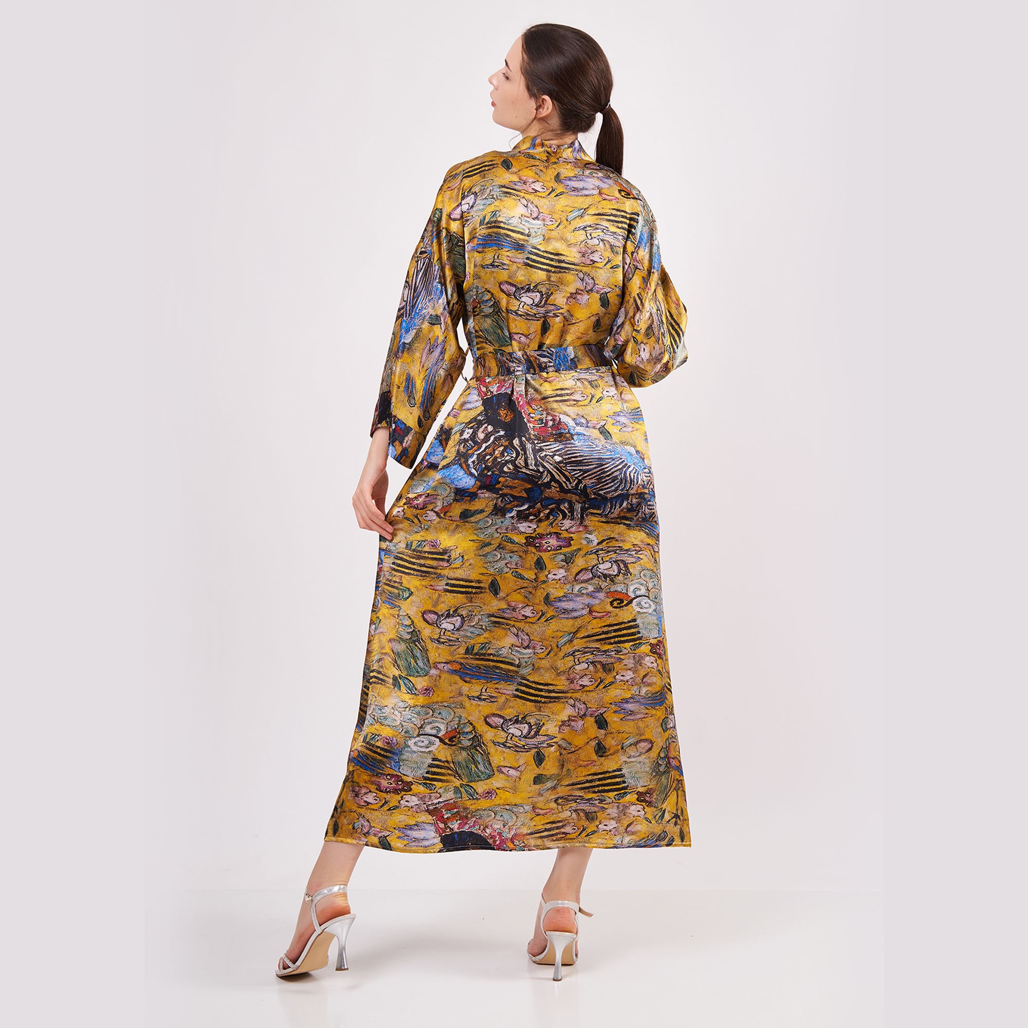 %100 Silk Kimono Kaftan | Gold