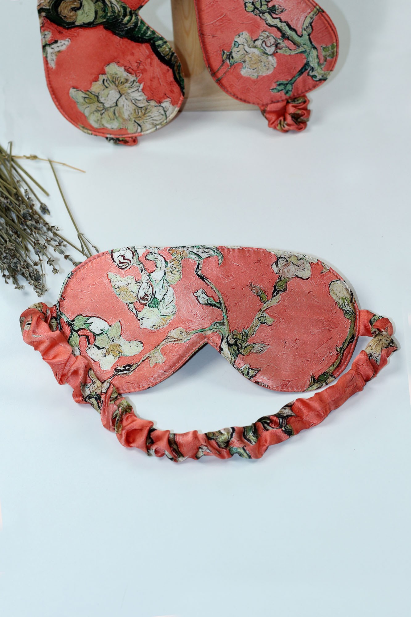 Pure Silk Eye Sleeping Mask | Red | Van Gogh Almond Blossoms