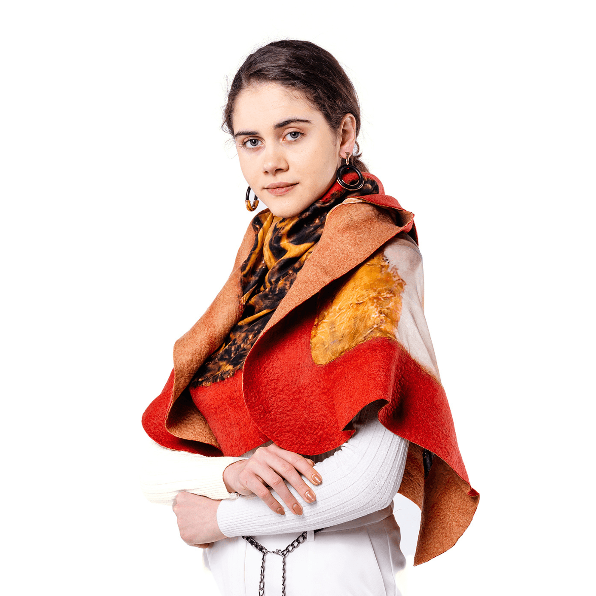 %100 Silk-Felt Shawl | Red | Gustav Klimt Freya's Tears
