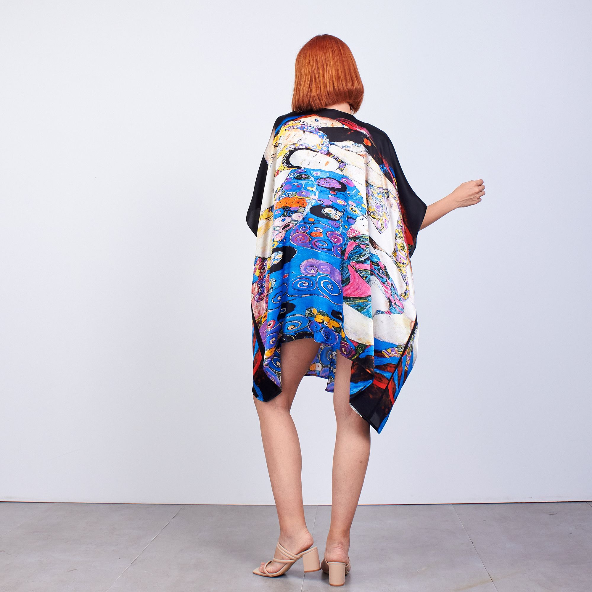 100% Silk Short Kimono Pareo | Gustav Klimt The Virgins | Nomads Felt