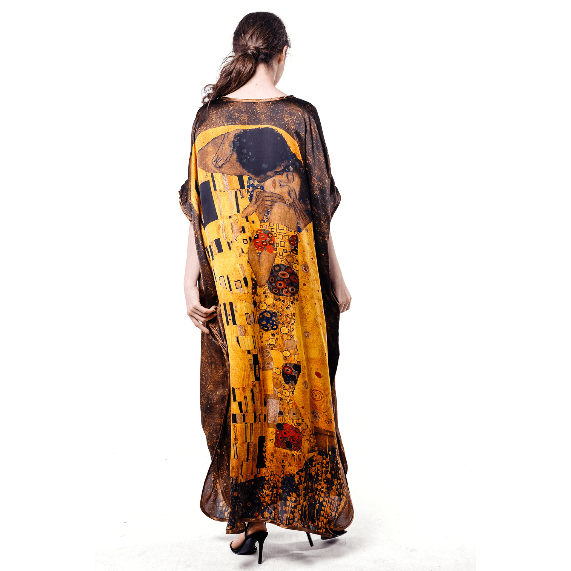 %100 İpek Uzun Elbise | Gustav Klimt The Kiss | Nomads Felt