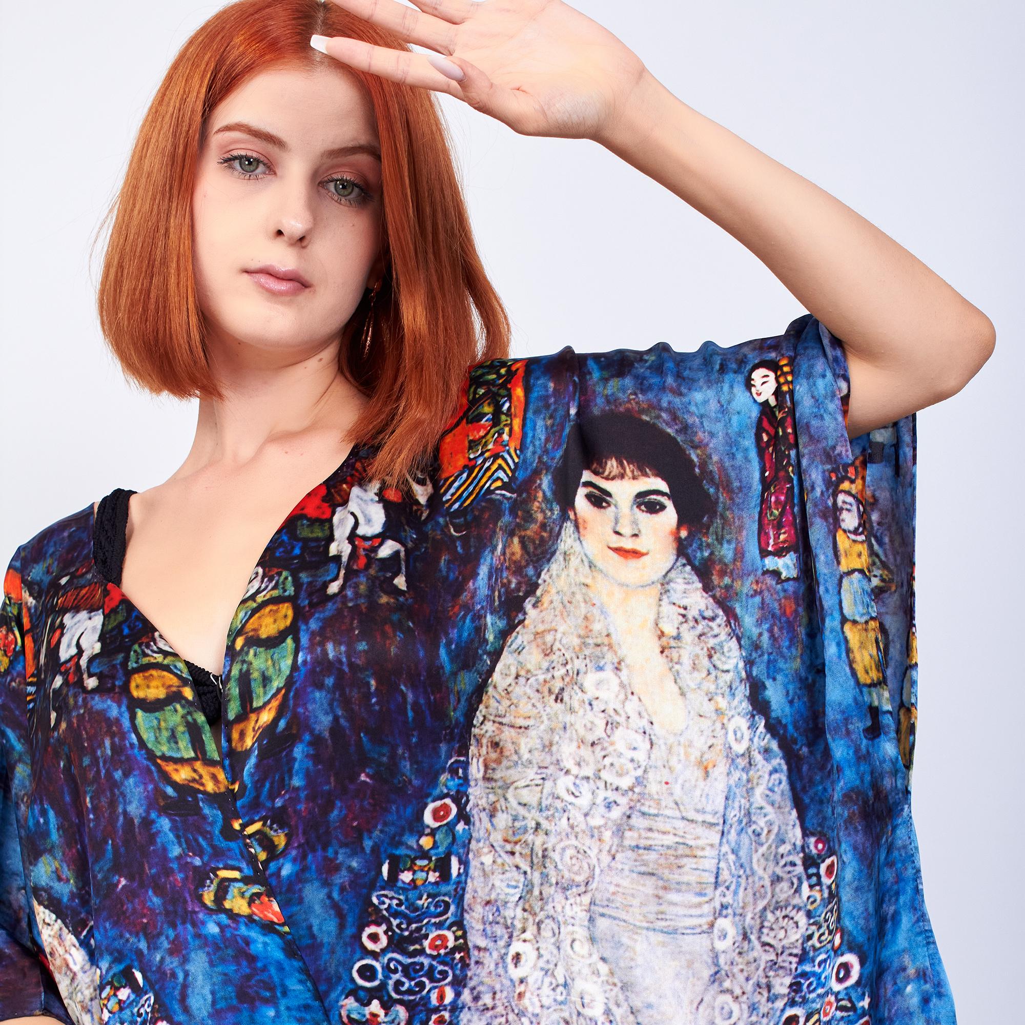 Silk Short Kimono Pareo | Gustav Klimt Baroness Elisabeth | Nomads Felt