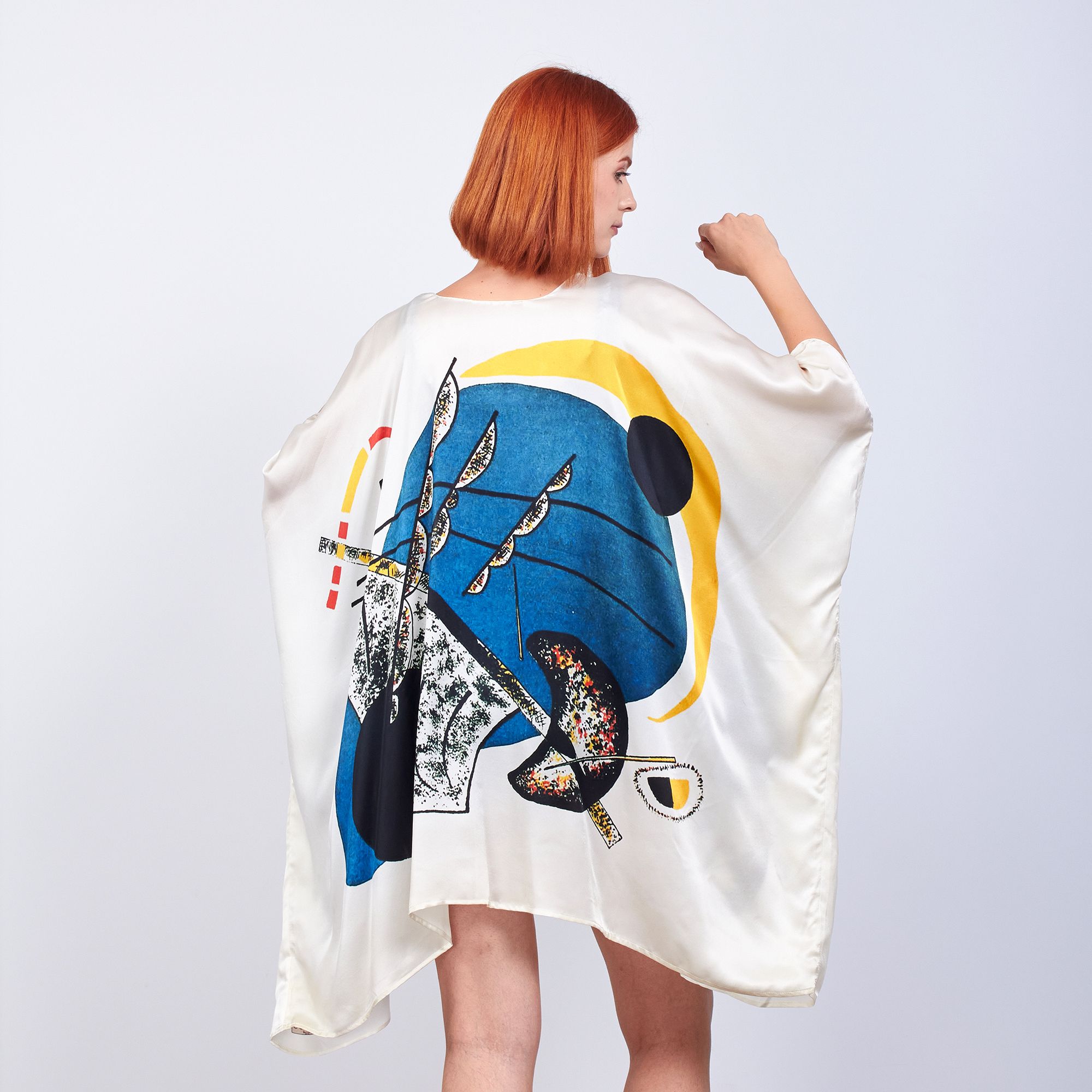 100% Silk Short Kimono Pareo | Kandinsky Little Worlds 2 | Nomads Felt