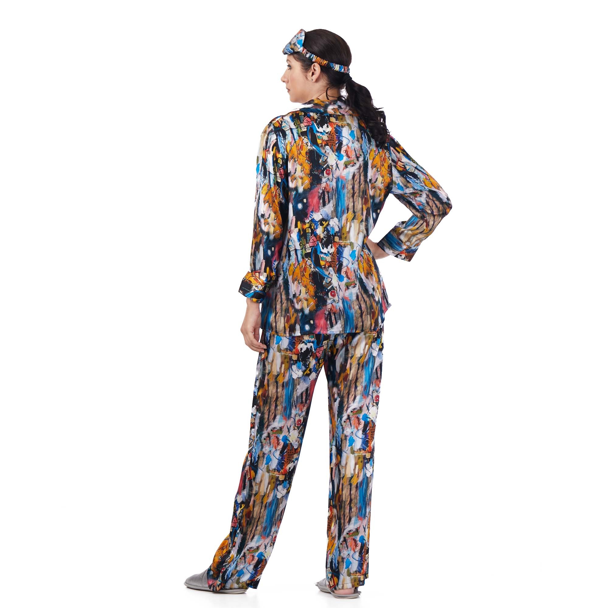 Silk Shirt Pants Pajamas Set | Abstract 7 | Nomads Felt