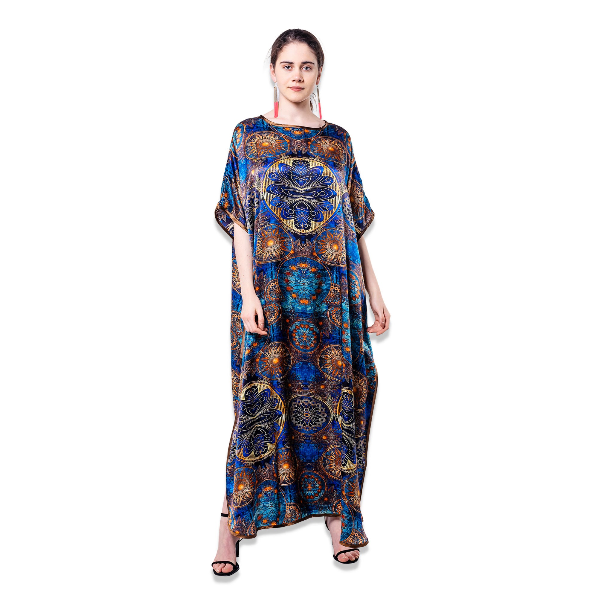 %100 Silk Maxi Dress | Mandala Pattern