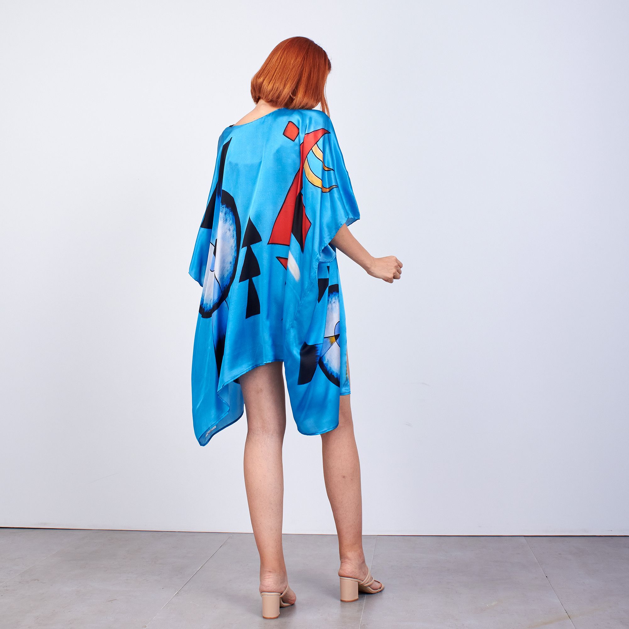 100% Silk Short Kimono Pareo | Kandinsky Collage | Nomads Felt