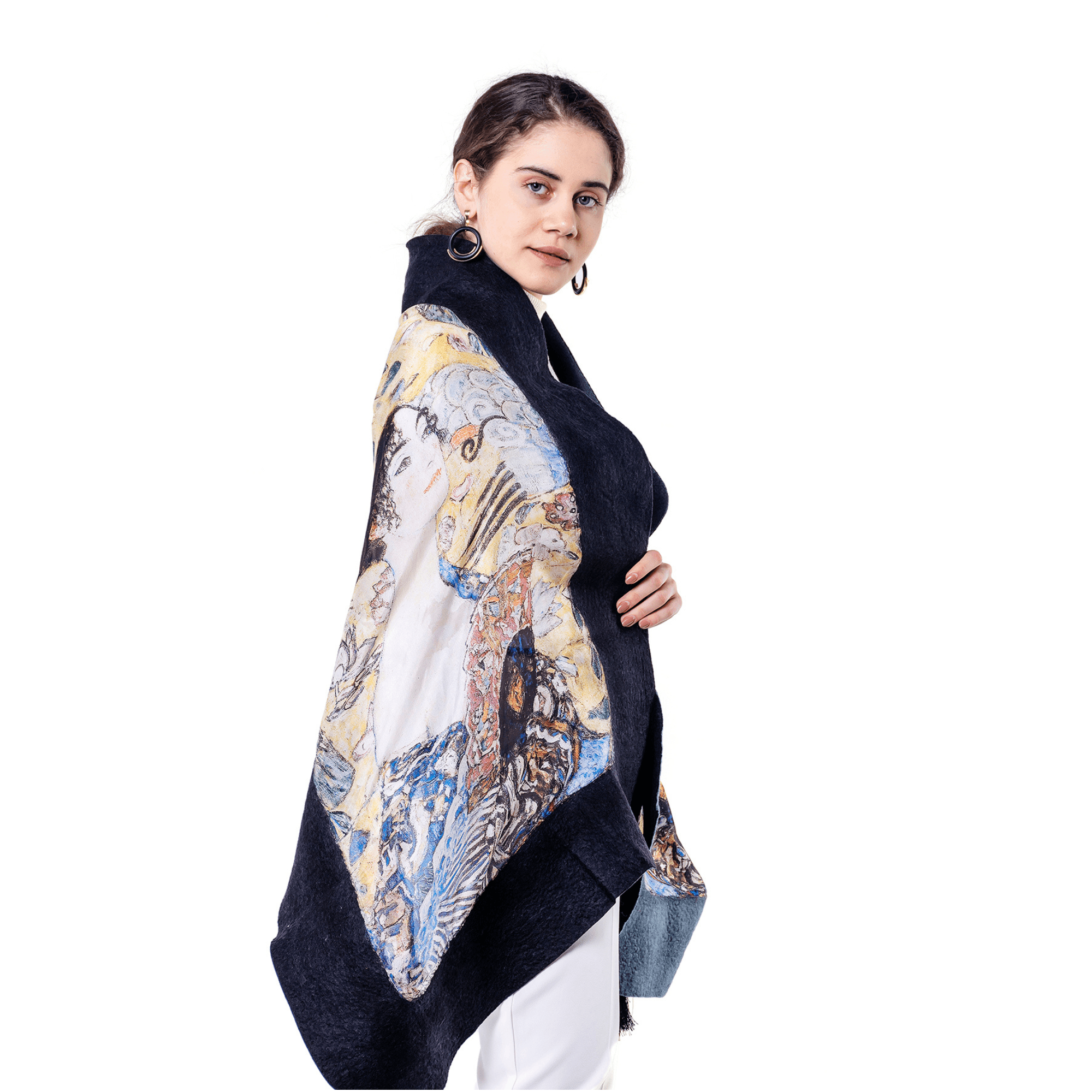 Silk Felt Shawl | Gustav Klimt Lady with Fan