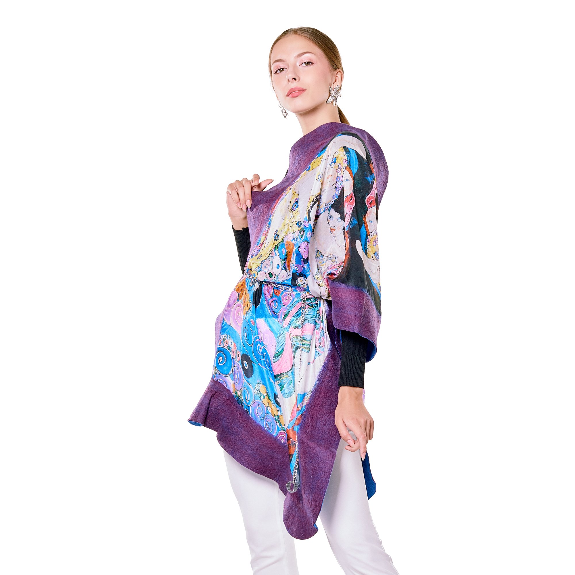 Silk-Felt Shawl | Purple | Gustav Klimt The Virgins