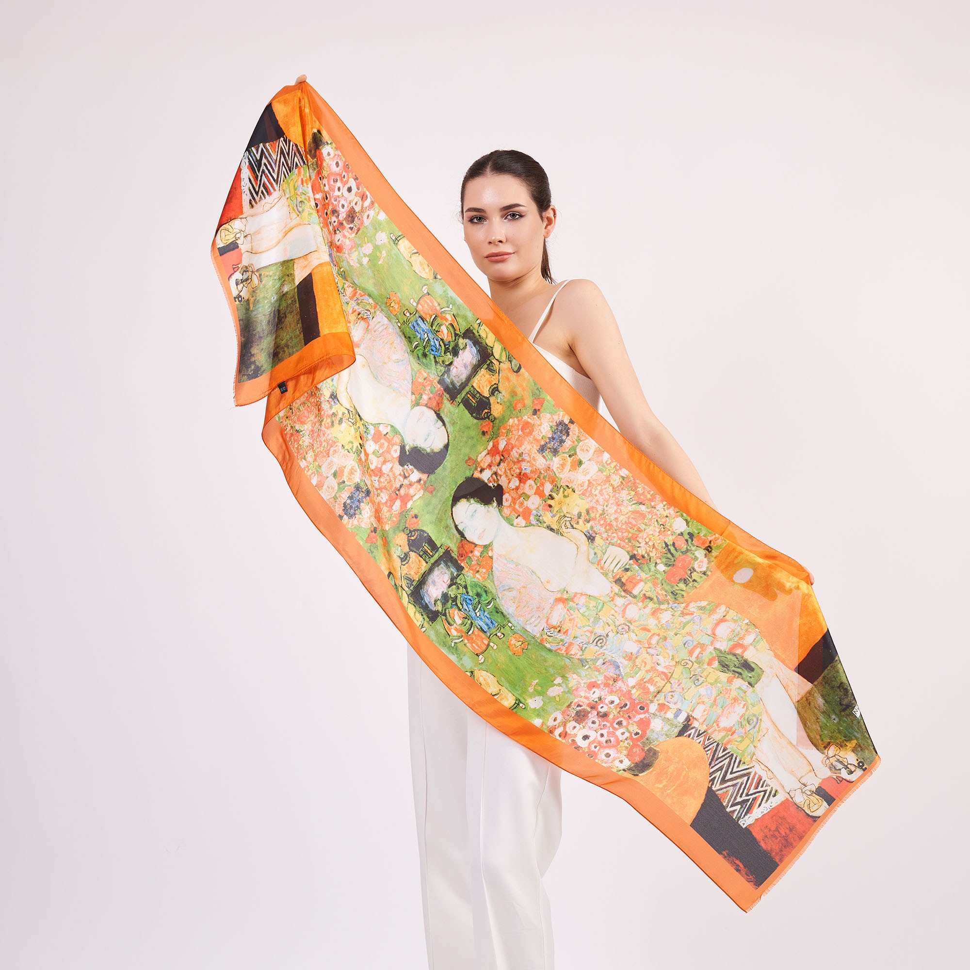 Vual İpek Fular | 55X180 cm | Gustav Klimt The Dancer | Nomads Felt