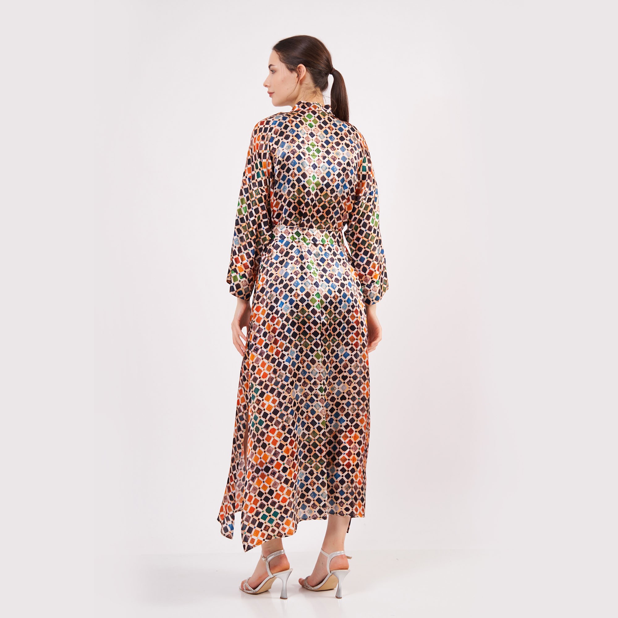 %100 Silk Kimono Kaftan | Elhamra Pattern 15