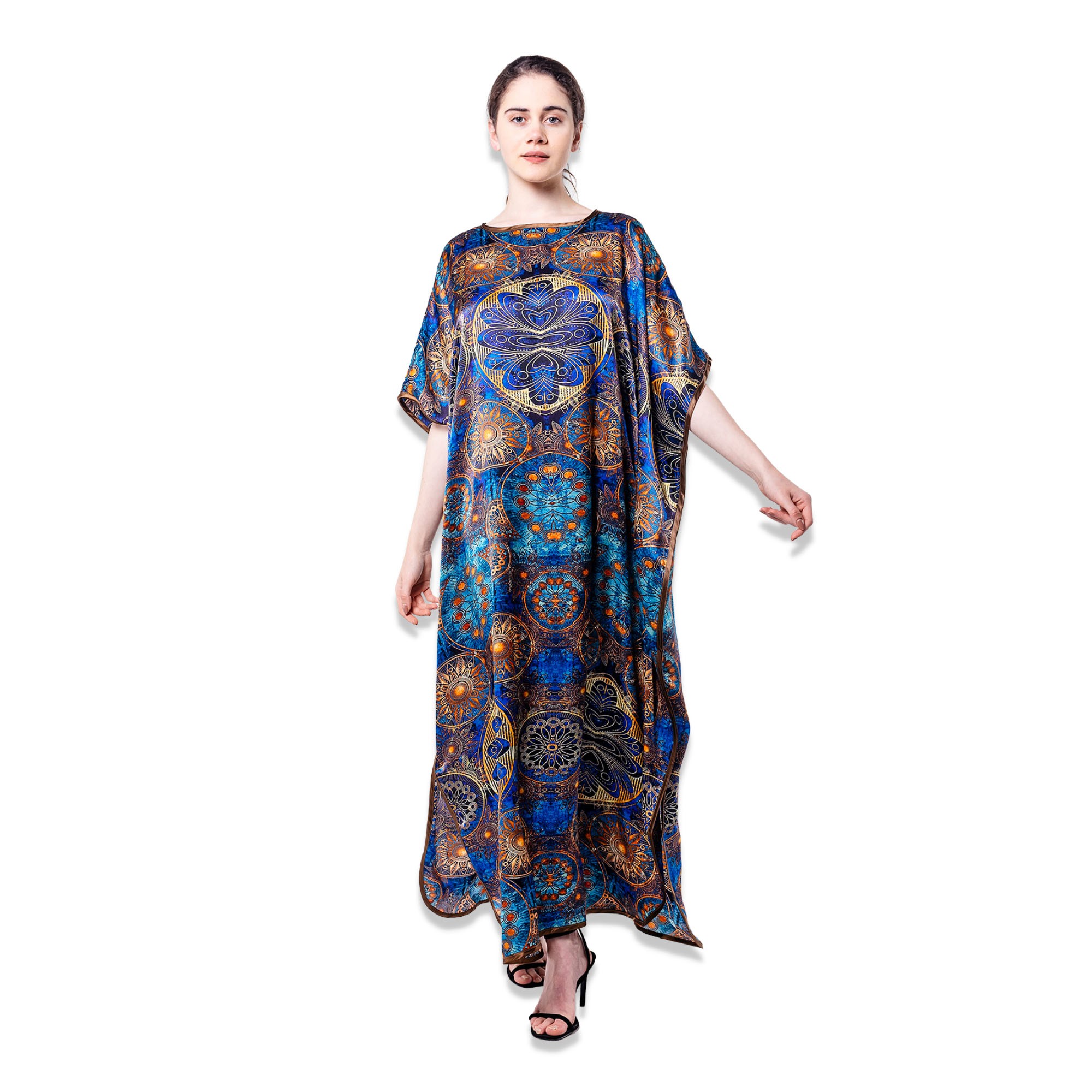 %100 Silk Maxi Dress | Mandala Pattern
