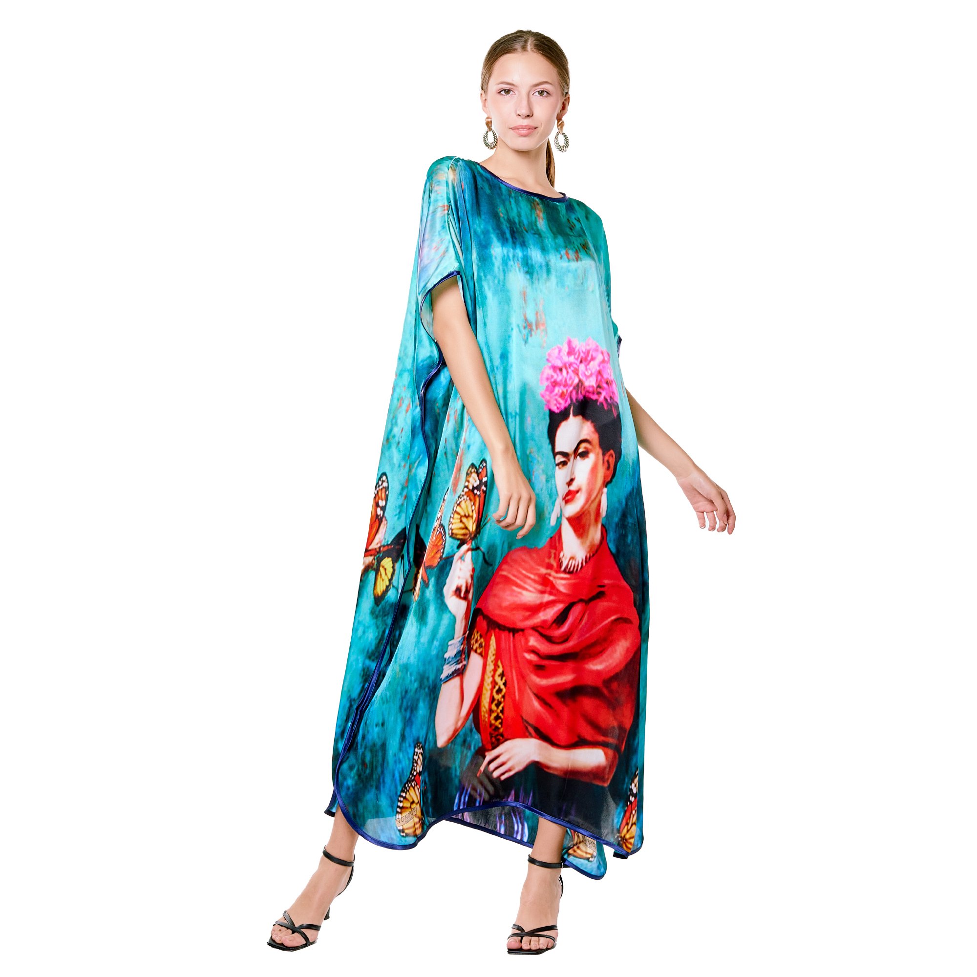ألبسة حرير ١٠٠٪؜ طويل | Frida Kahlo Butterfly