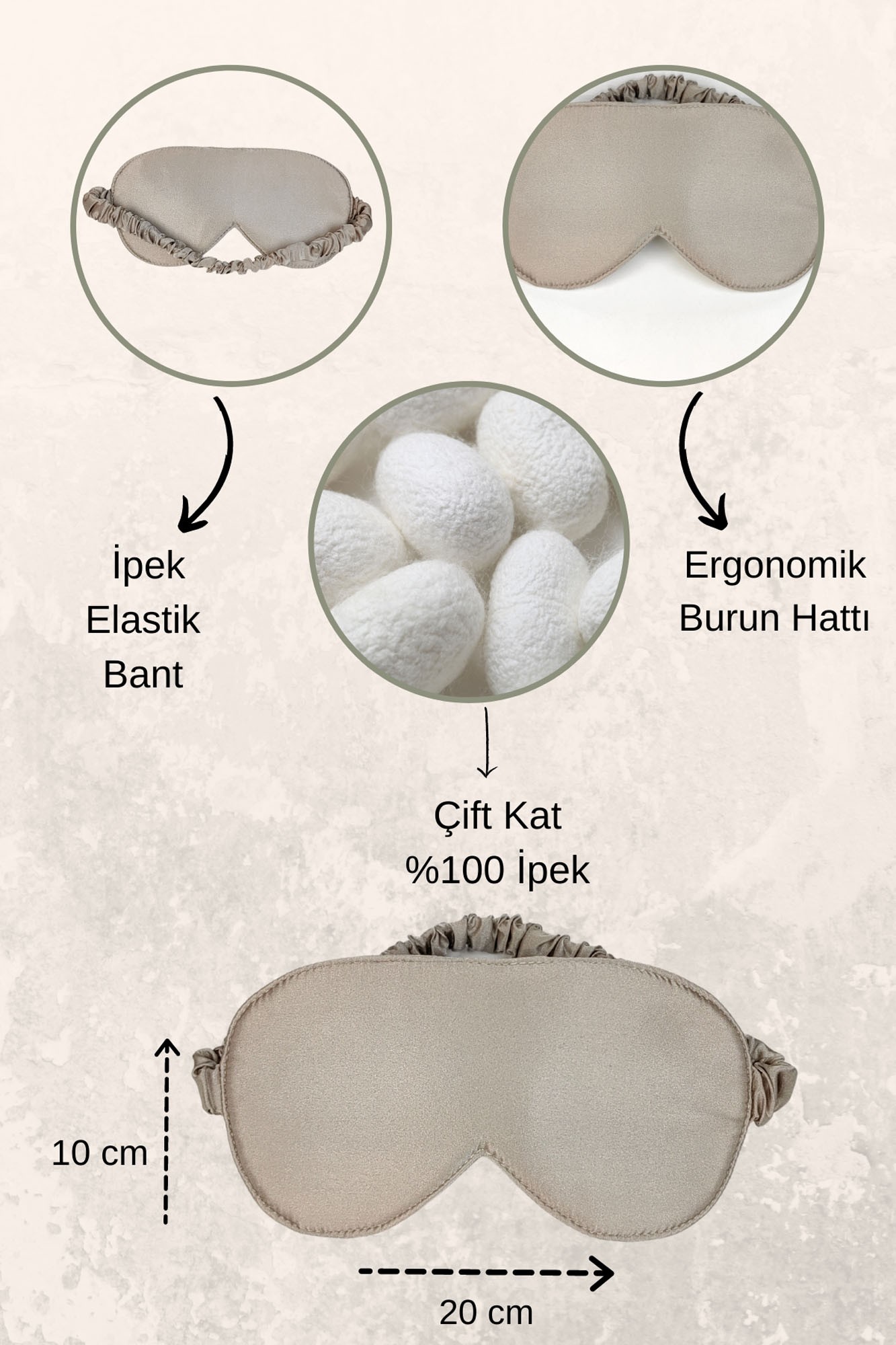 100% Silk Sleeping Mask Sleep Eye Patch | Mink | Nomads Felt