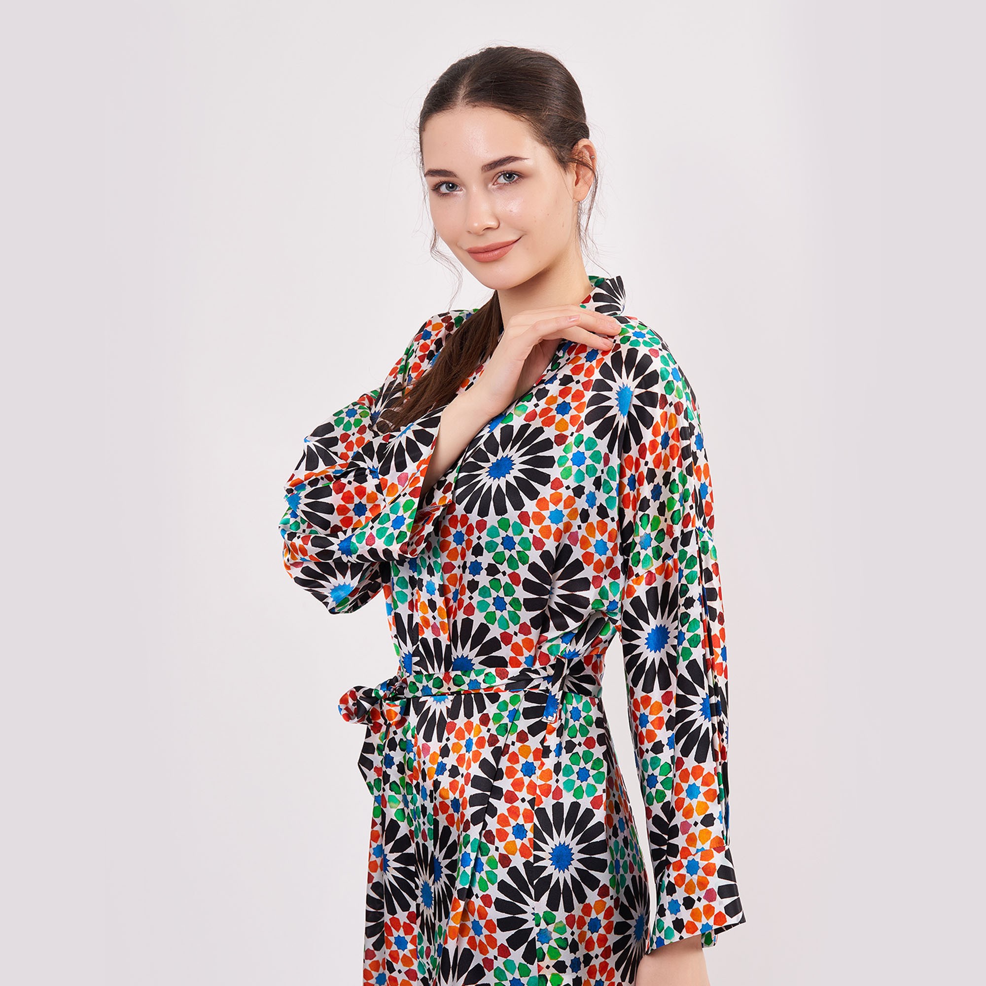 %100 Silk Kimono Kaftan | Elhamra Pattern 12