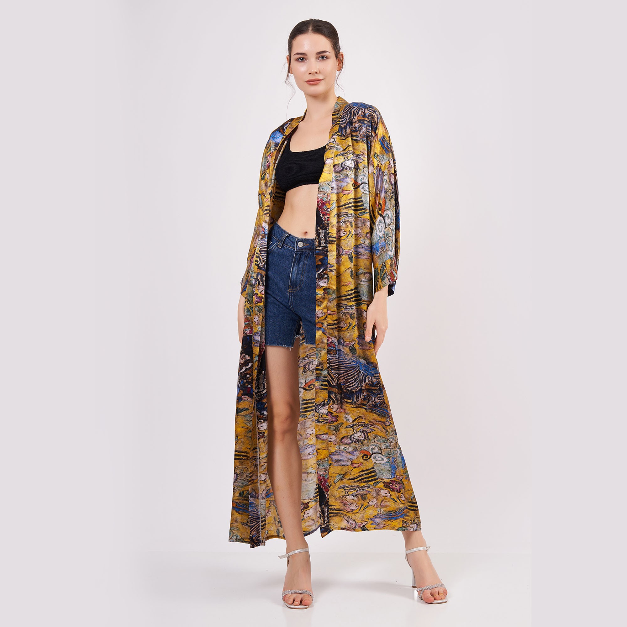 %100 Silk Kimono Kaftan | Gold