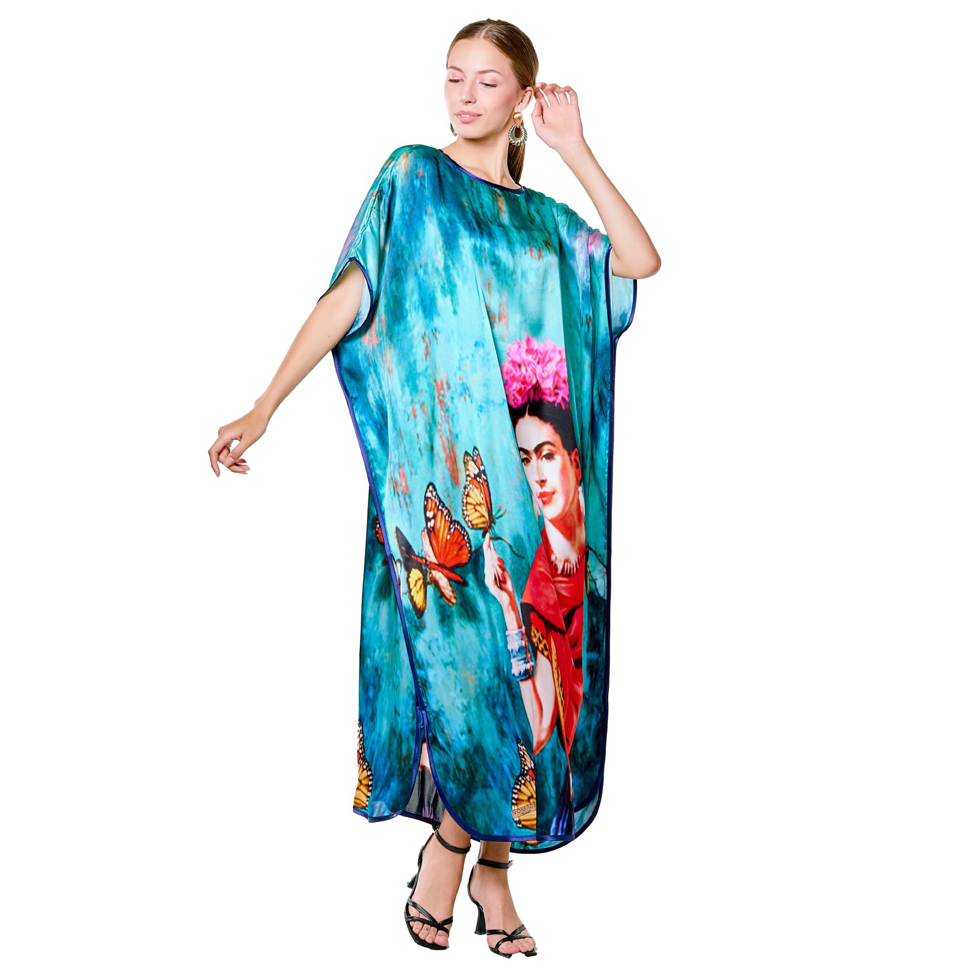 Long Silk Dress | Frida Kahlo Butterfly | Nomads Felt