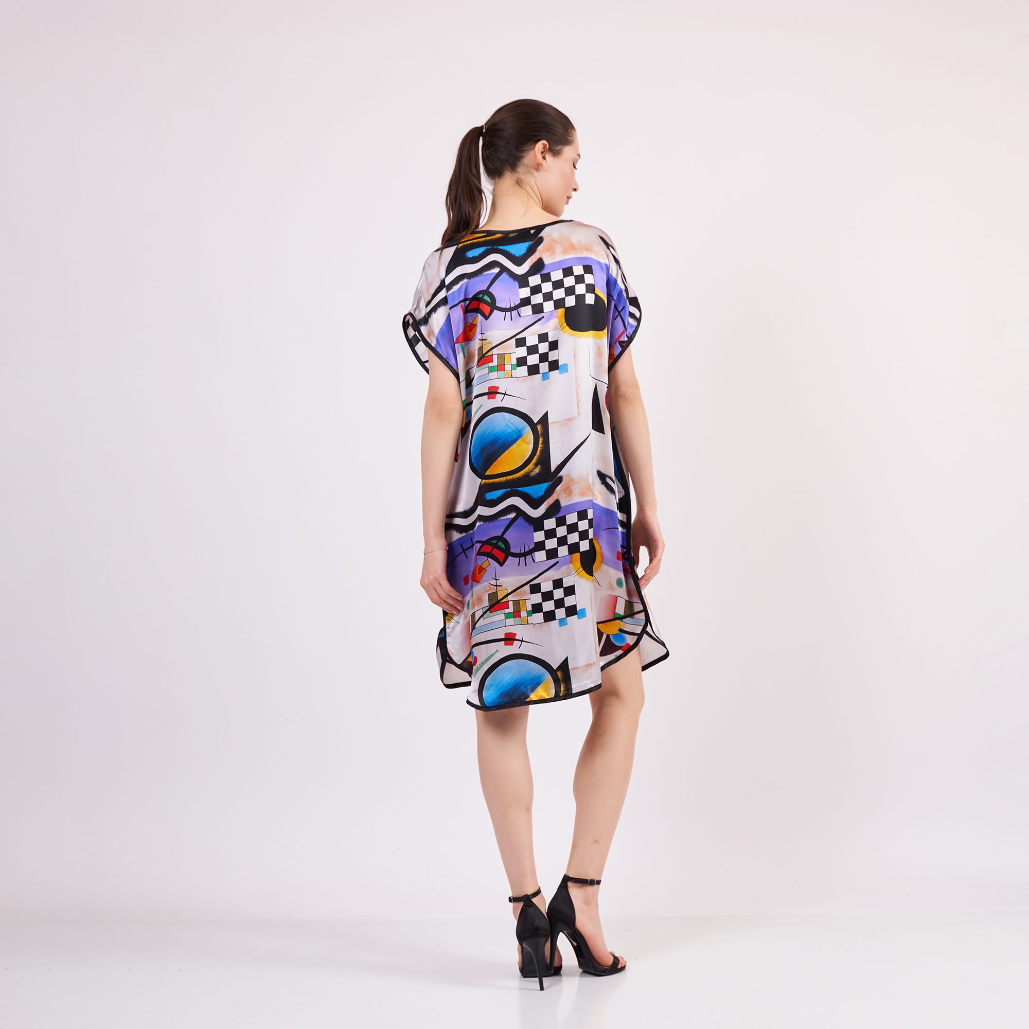 Silk Plus Size Short Dress For Women | Oversized Short Kaftan Kandinsky Collective | Loose Fitting Dress