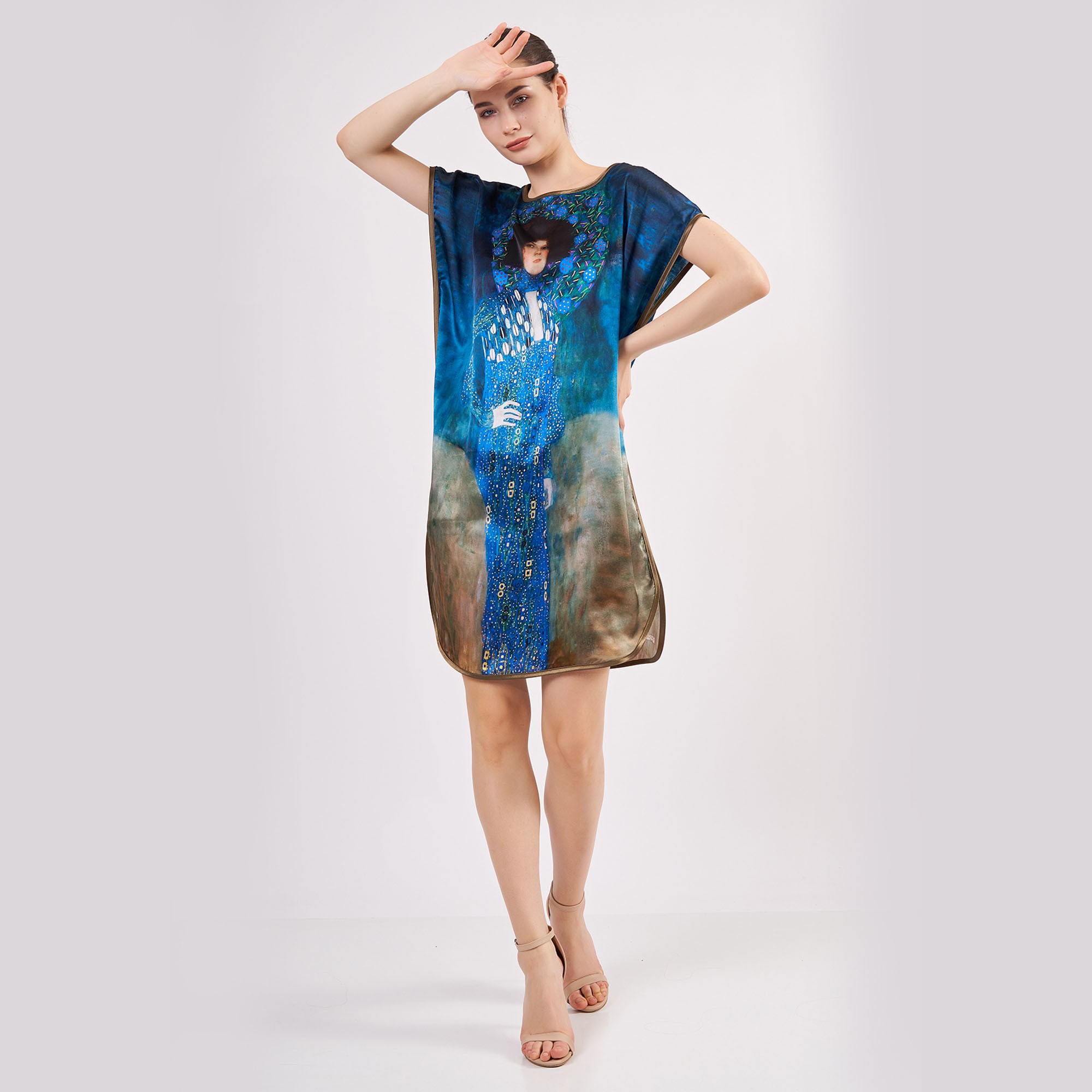 فستان حرير قصير ١٠٠٪ | Gustav Klimt Emilie Floge