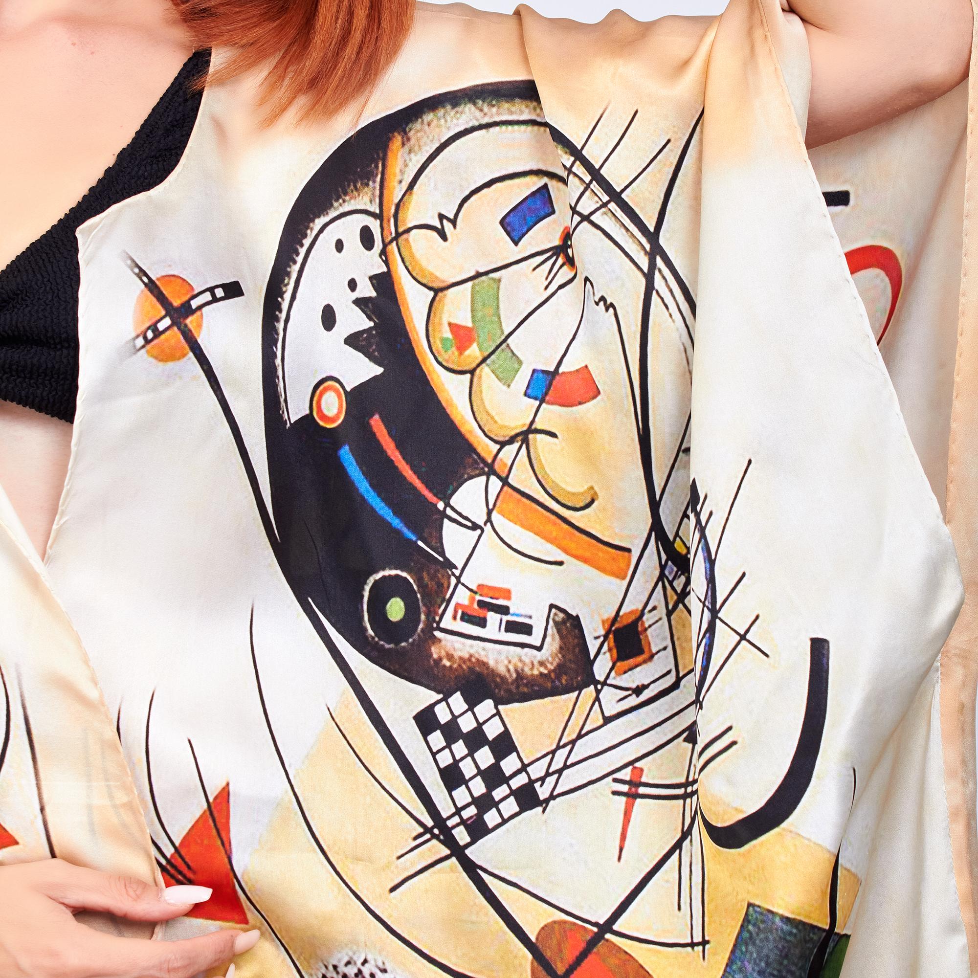 100% Silk Short Kimono Pareo | Kandinsky Transverse Line | Nomads Felt