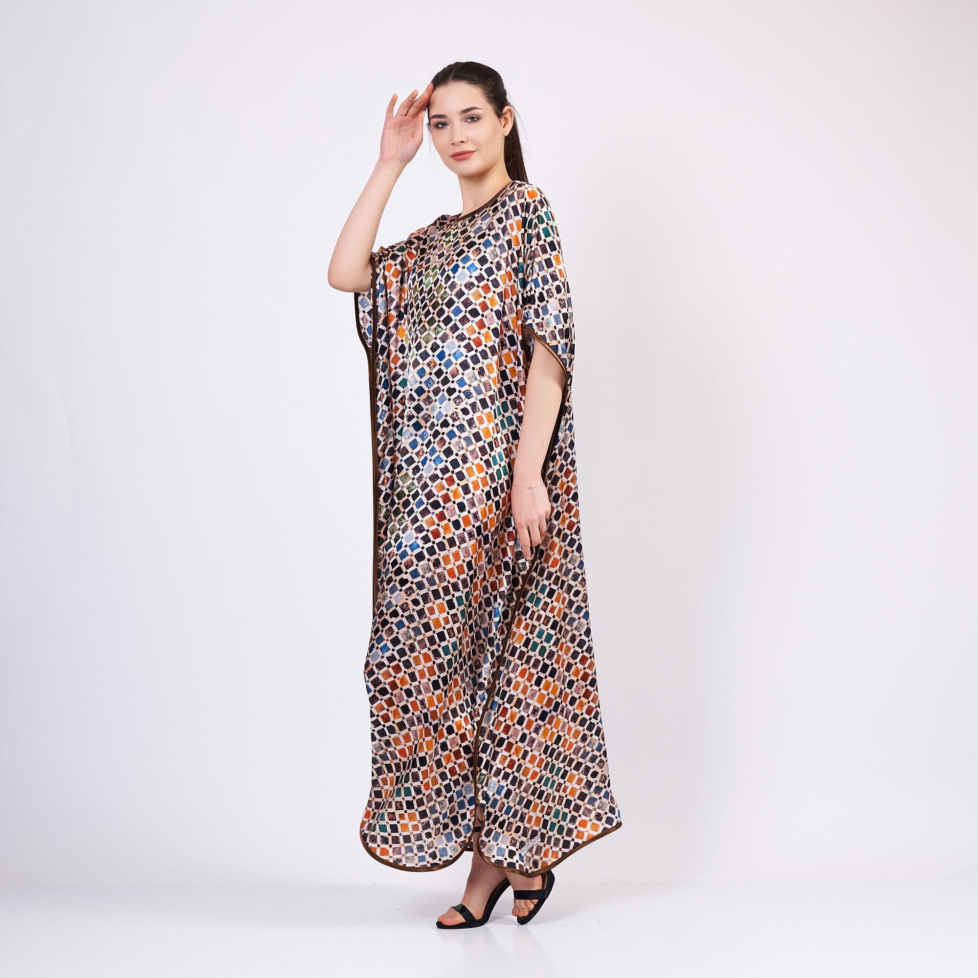Plus Size Pure Silk Kaftan Dress | Elhamra Pattern