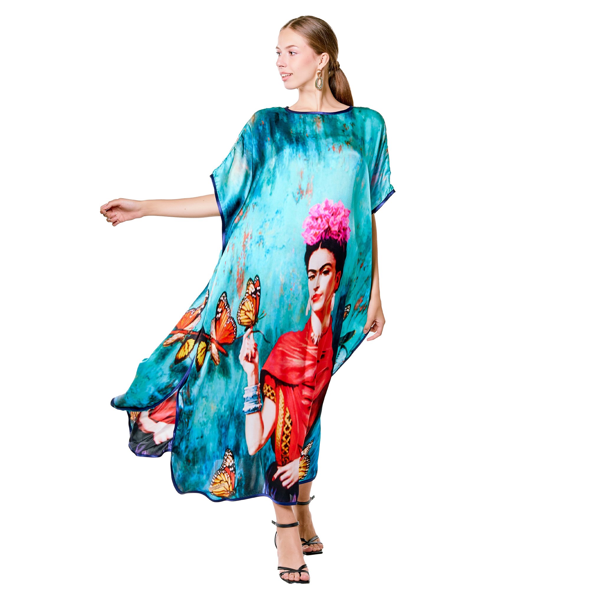 Long Silk Dress | Frida Kahlo Butterfly | Nomads Felt